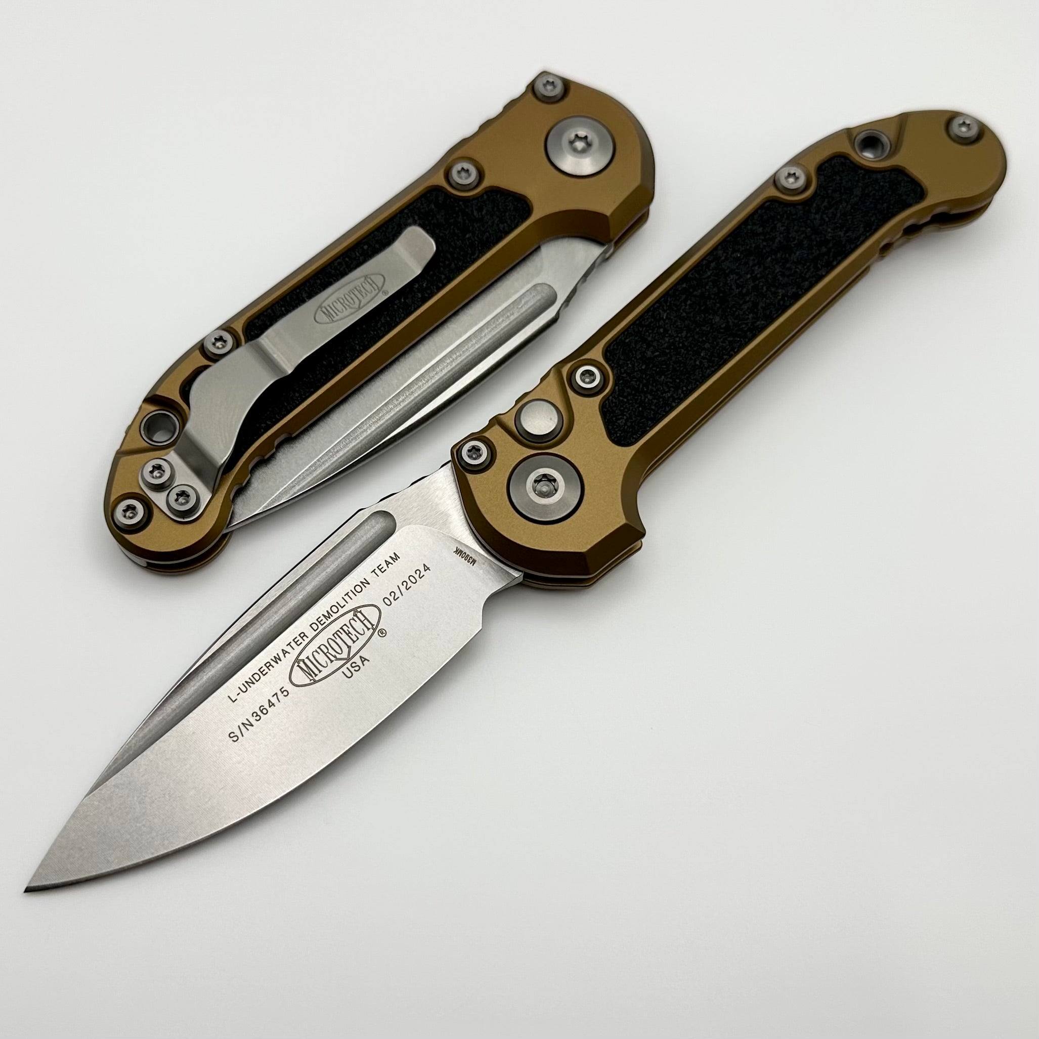 Microtech Knives LUDT Gen III Stonewash Drop Point w/ Tan Handle 1135-10TA