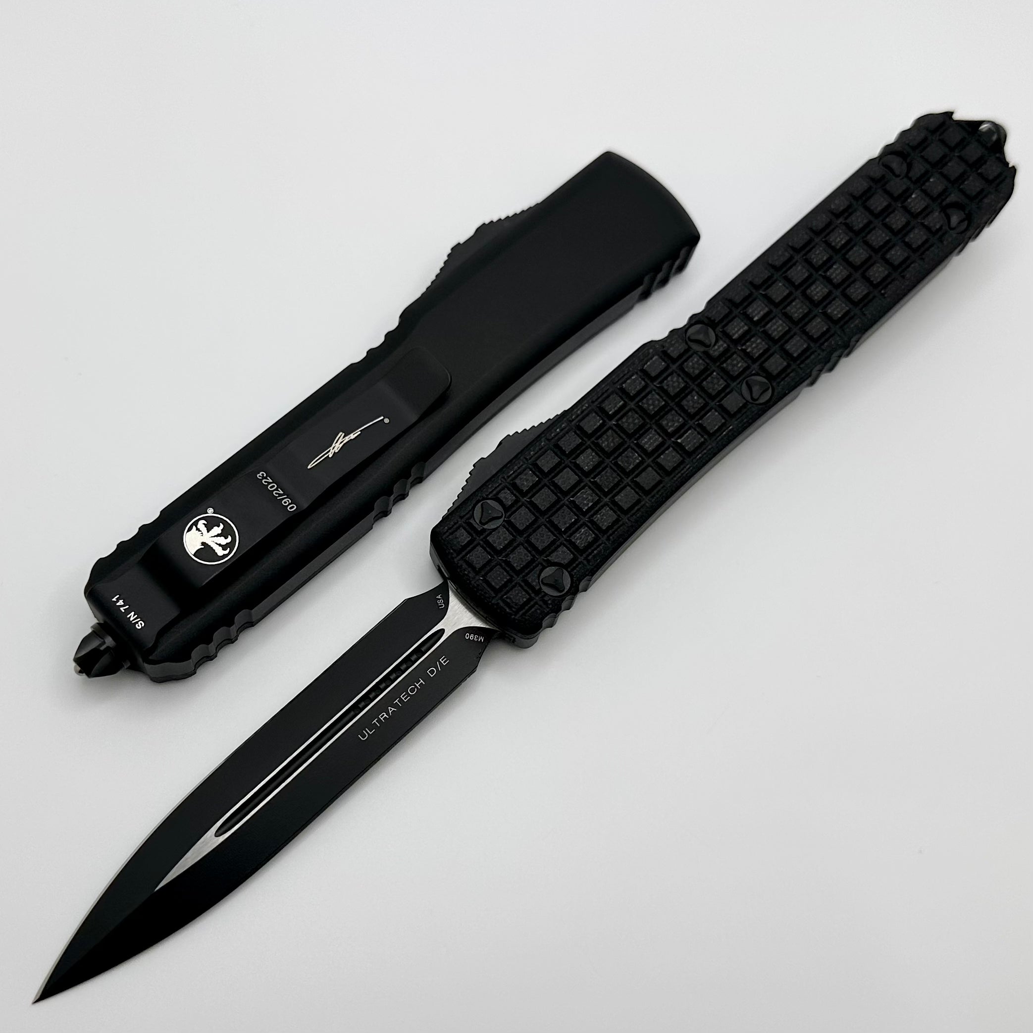 Microtech Ultratech Black G-10 Frag w/ Double Edge Black Tactical Standard Signature Series 122-1TFRGTBKS