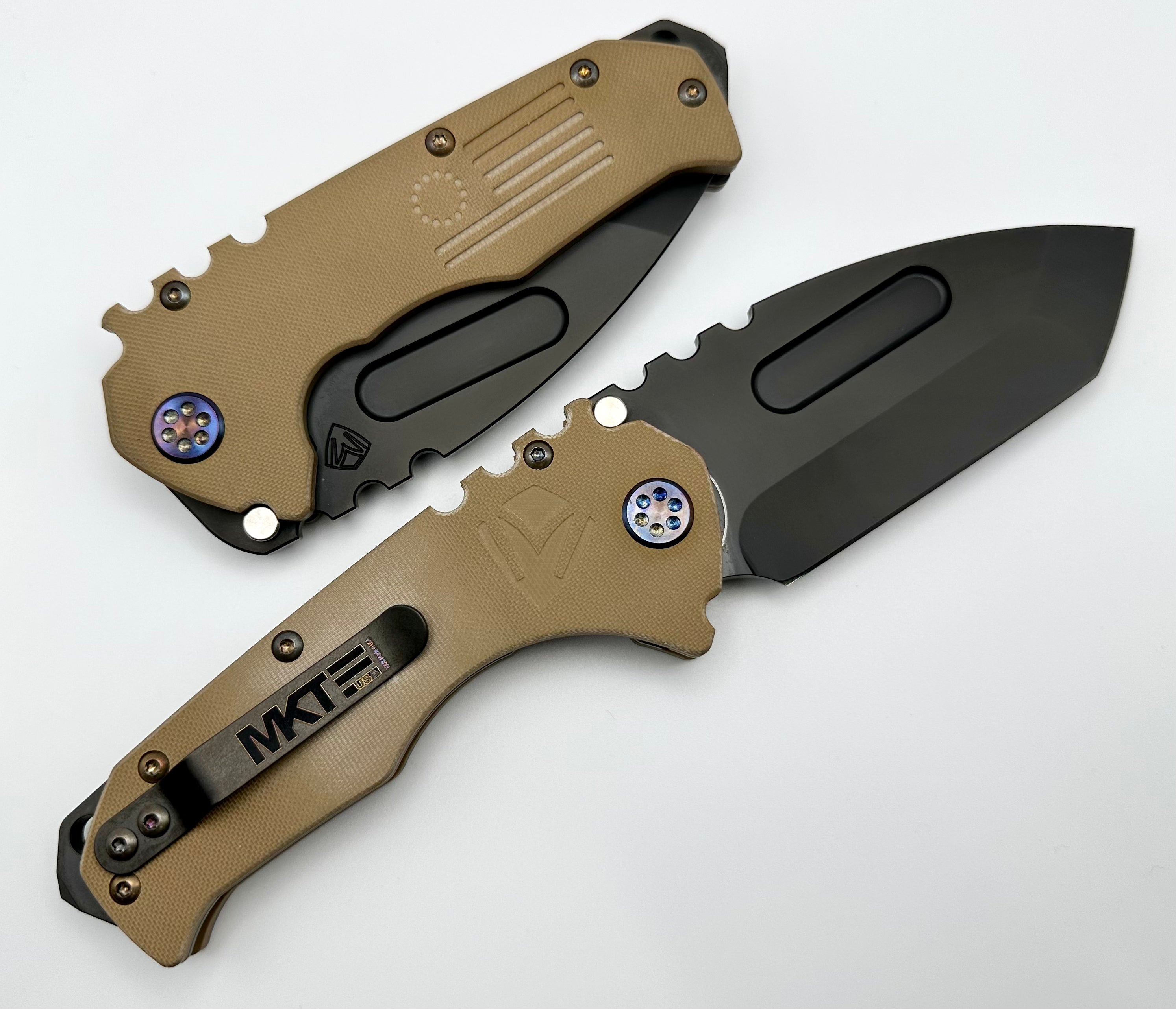 Medford Scout M/P Praetorian Coyote G10 & PVD D2 Tanto Blade w/ Flamed Hardware & PVD Clip/Breaker