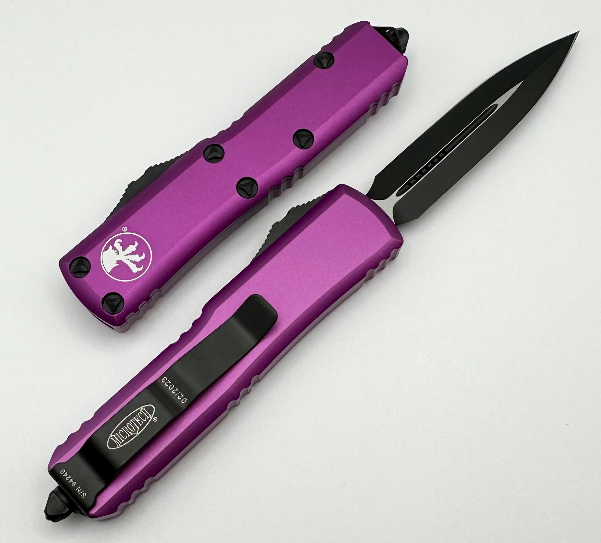 Microtech UTX-85 Double Edge Black Standard & Violet 232-1VI