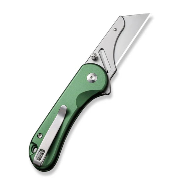 Civivi Elementum Utility Button Lock Knife w/ Green Aluminum Handles C23039B-3