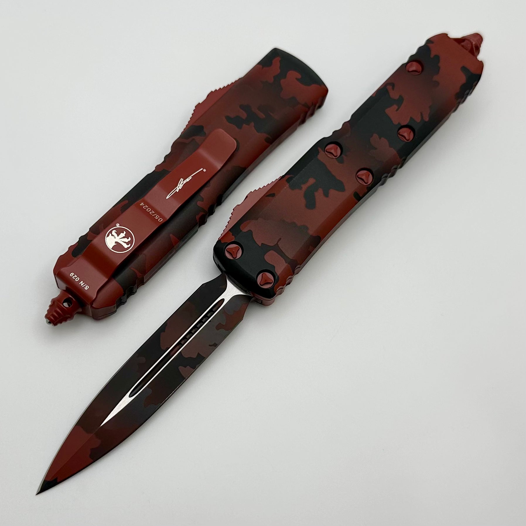 Microtech UTX-85 Double Edge Red Camo Signature Series 232-1RCS