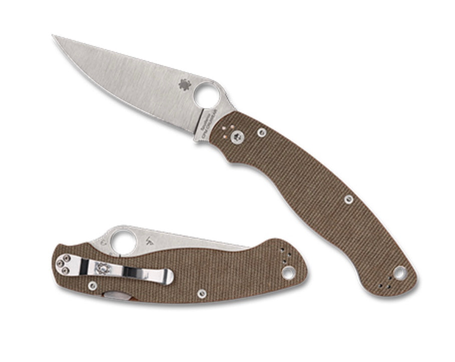 Spyderco Knives Military 2 Brown Canvas Micarta & Cruwear C36MPCW2