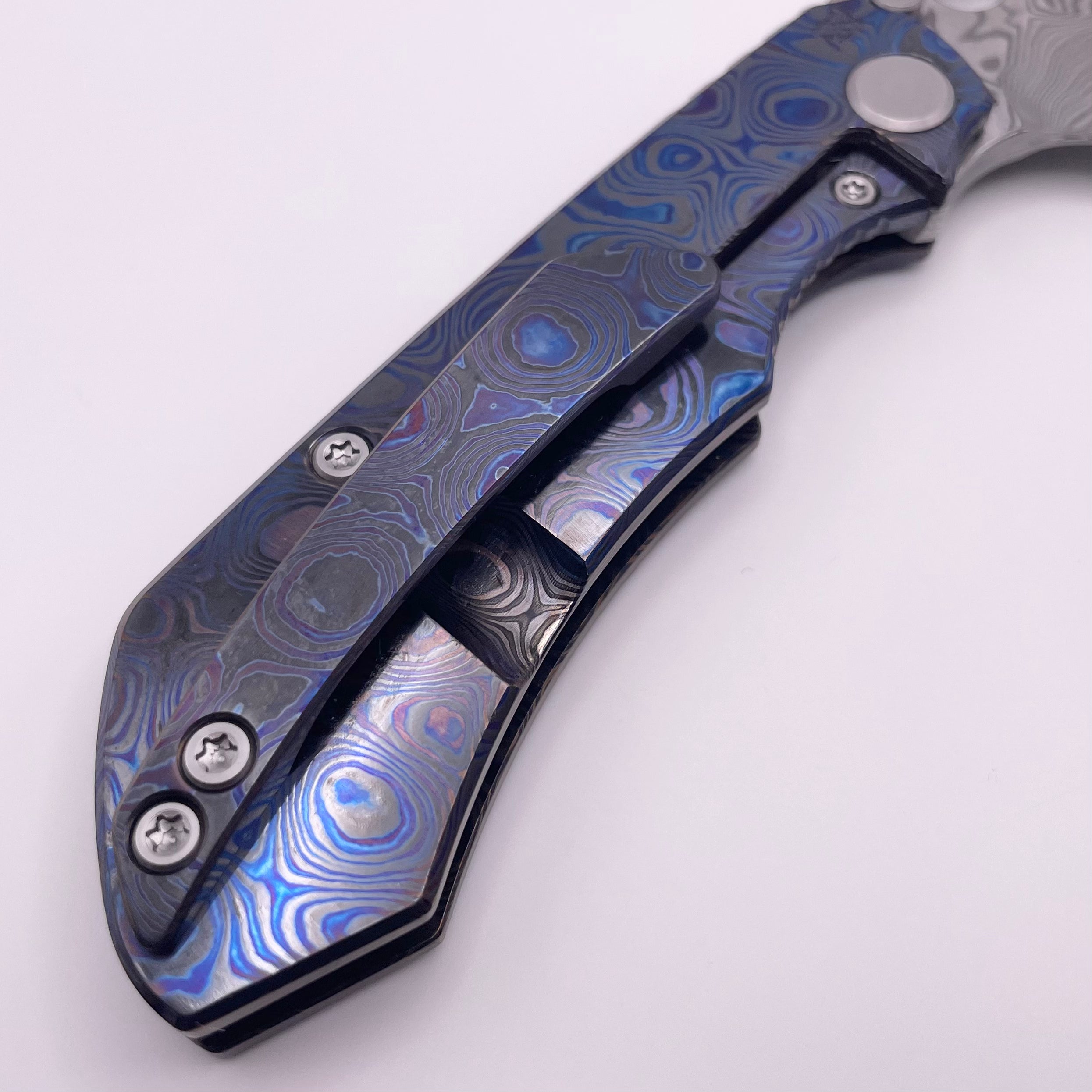 BLEMISH Custom Knife Factory Rotten Design Evo 4.0 Zircuti Handles & Damasteel