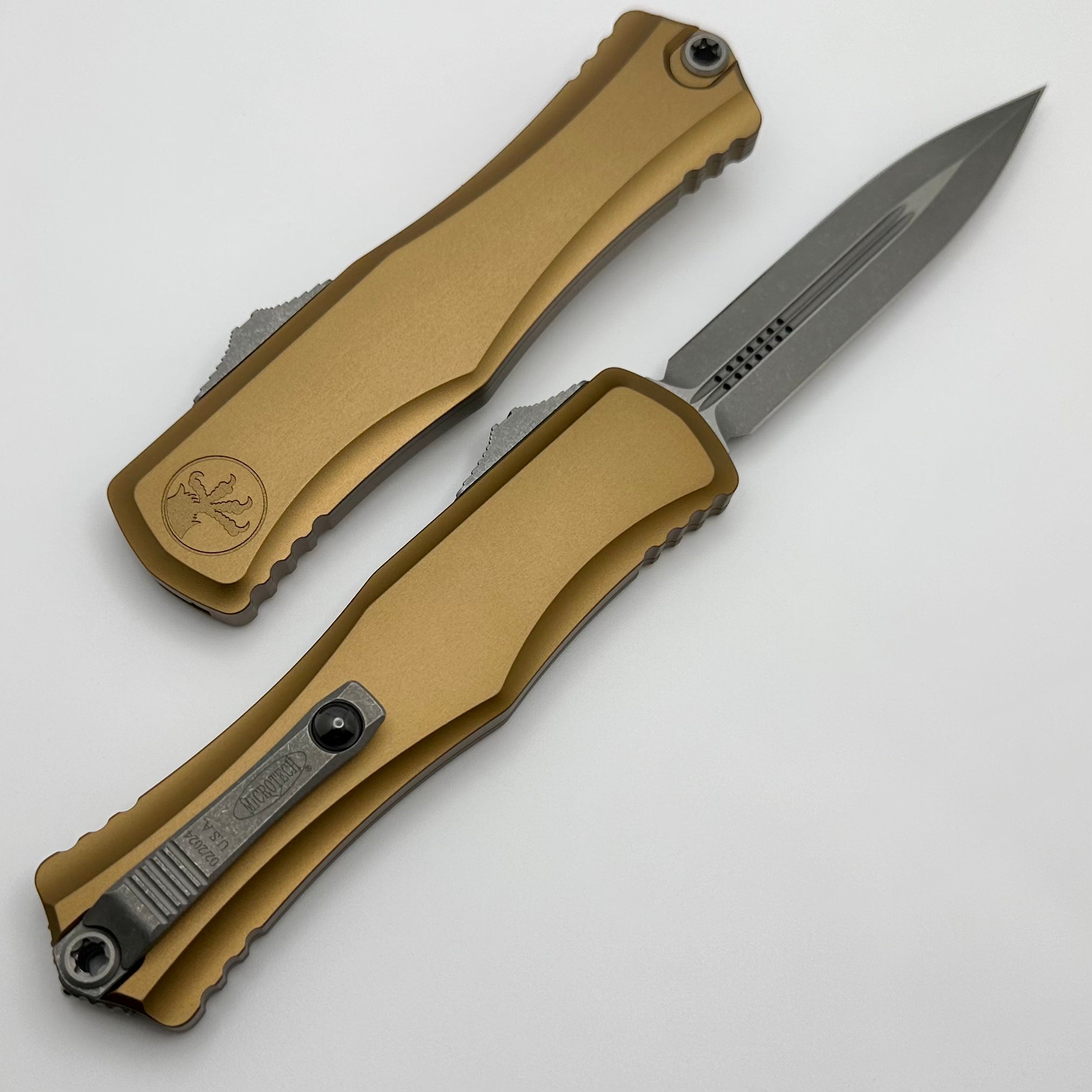 Microtech Knives Hera II Apocalyptic Double Edge w/ Tan Handle 1702-10APTA