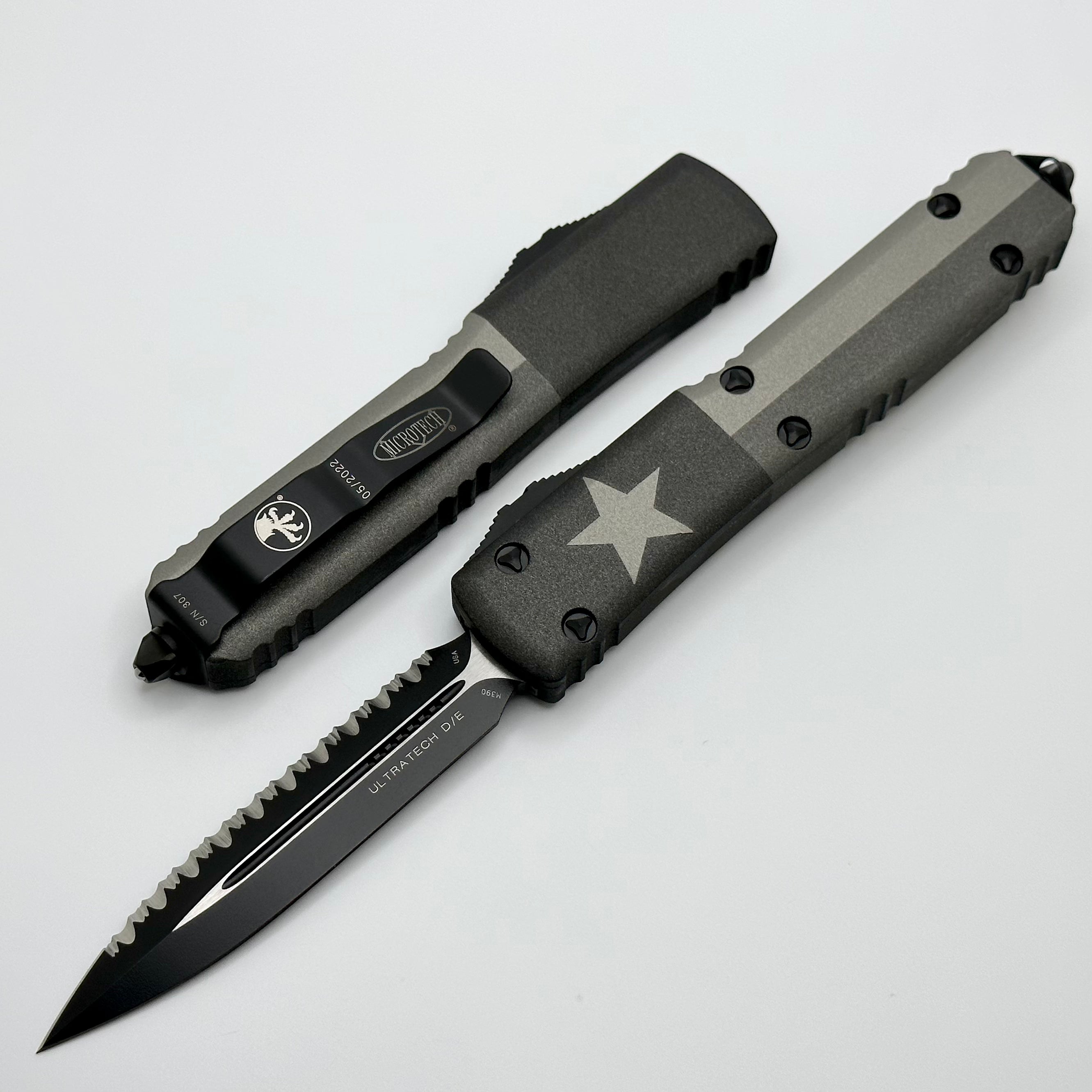 Microtech Ultratech Double Edge Full Serrated NRA Houston 2022 122-3TX