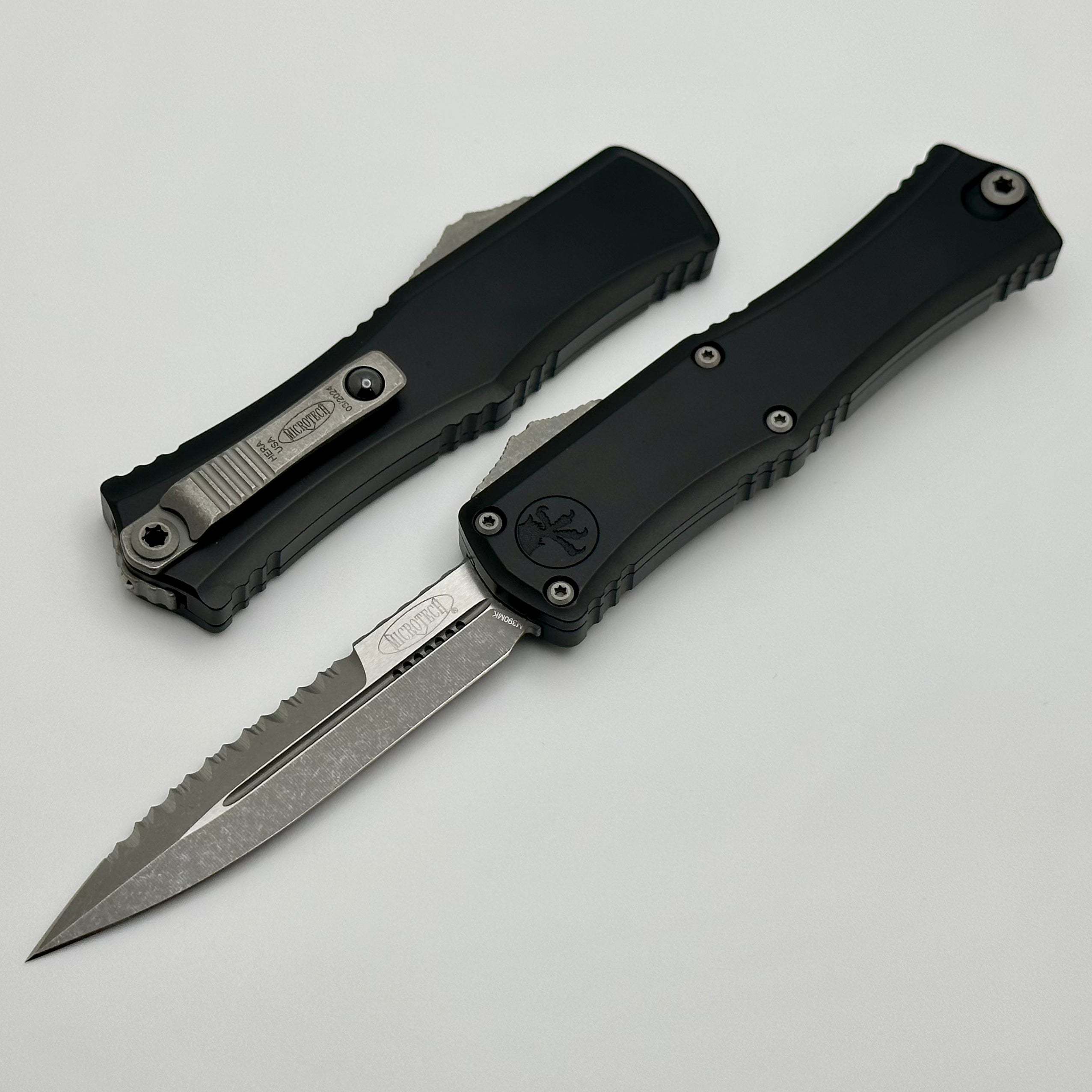 Microtech Knives Mini Hera Full Serrated Apocalyptic Bayonet M390MK w/ Black Handle 1701M-12AP