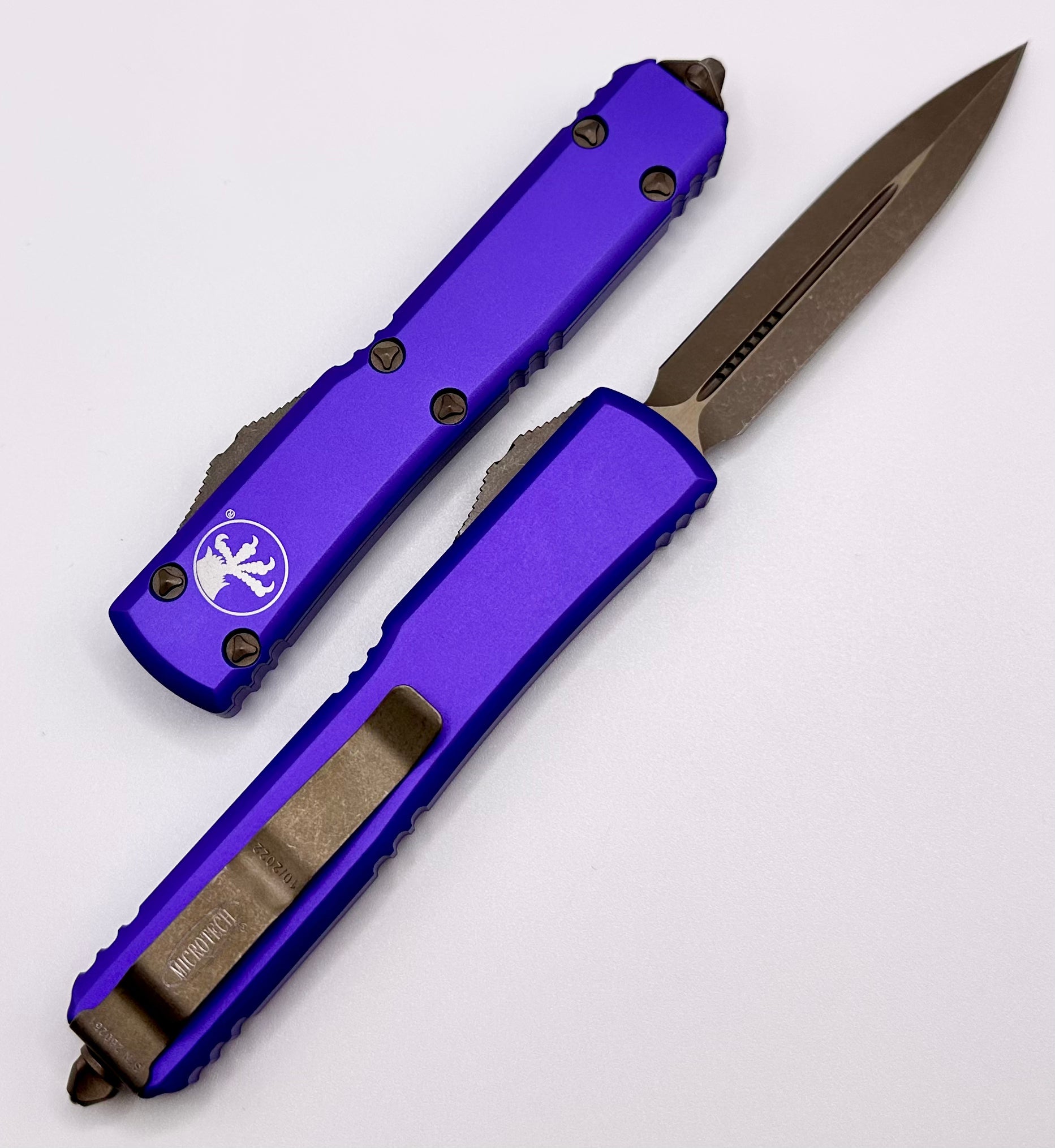 Microtech Ultratech w/ Double Edge Bronze Apocalyptic & Purple 122-13APPU