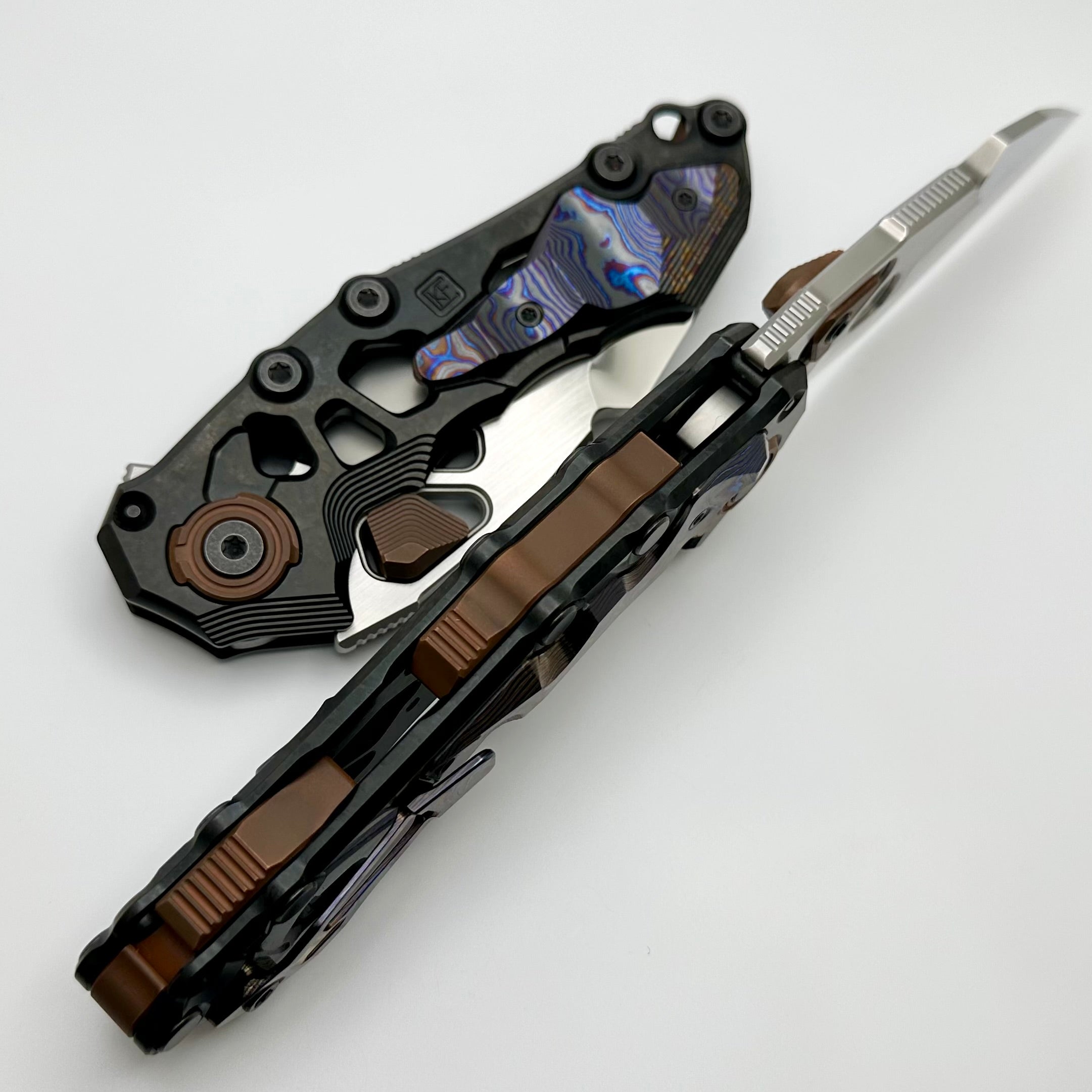 Custom Knife Factory Traktor Crystal Ti/ZircuTi/Copper & Tri-Tone M390