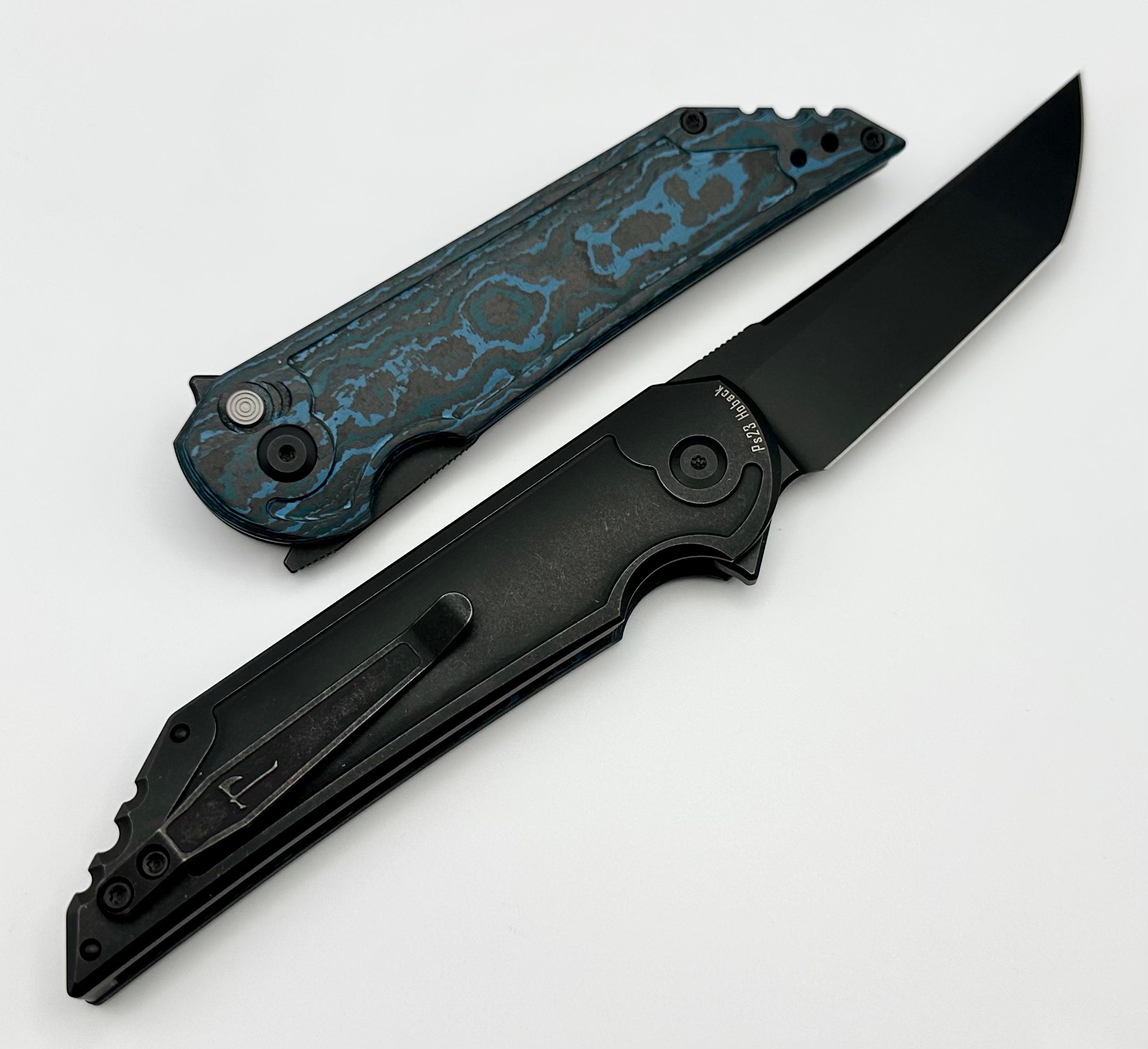 Hoback Knives Kwaiback Button Lock Arctic Storm Carbon Fiber & DLC 20CV