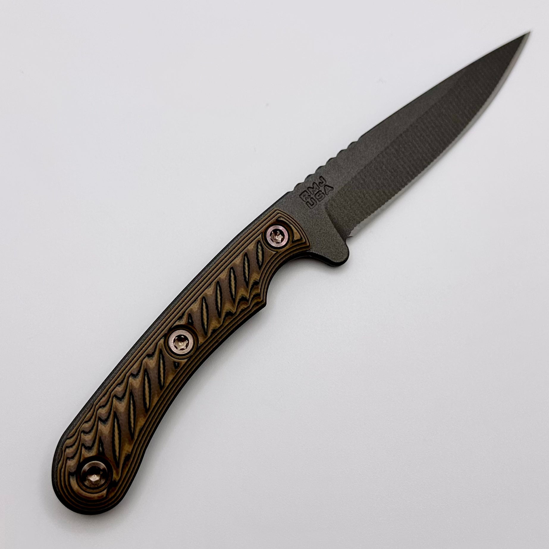 RMJ Tactical Sparrow Fixed Blade Hyena Brown G-10 & Nitro-V