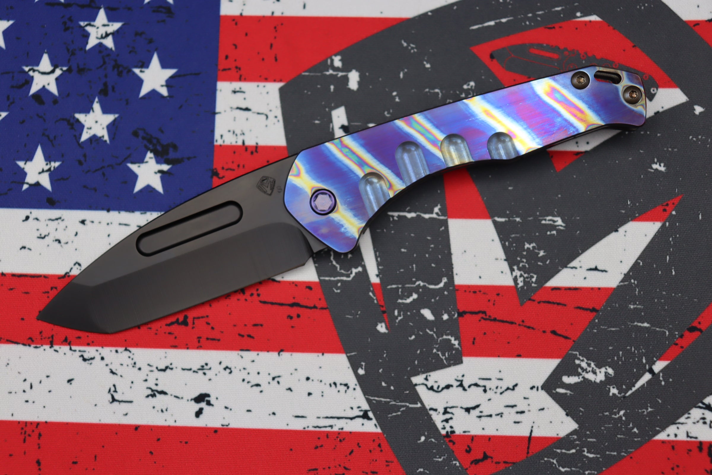 Medford Praetorian Slim PVD S35VN Tanto & Faced/Flamed Violet Handle w/ PVD Spring/Clip & Violet Hardware