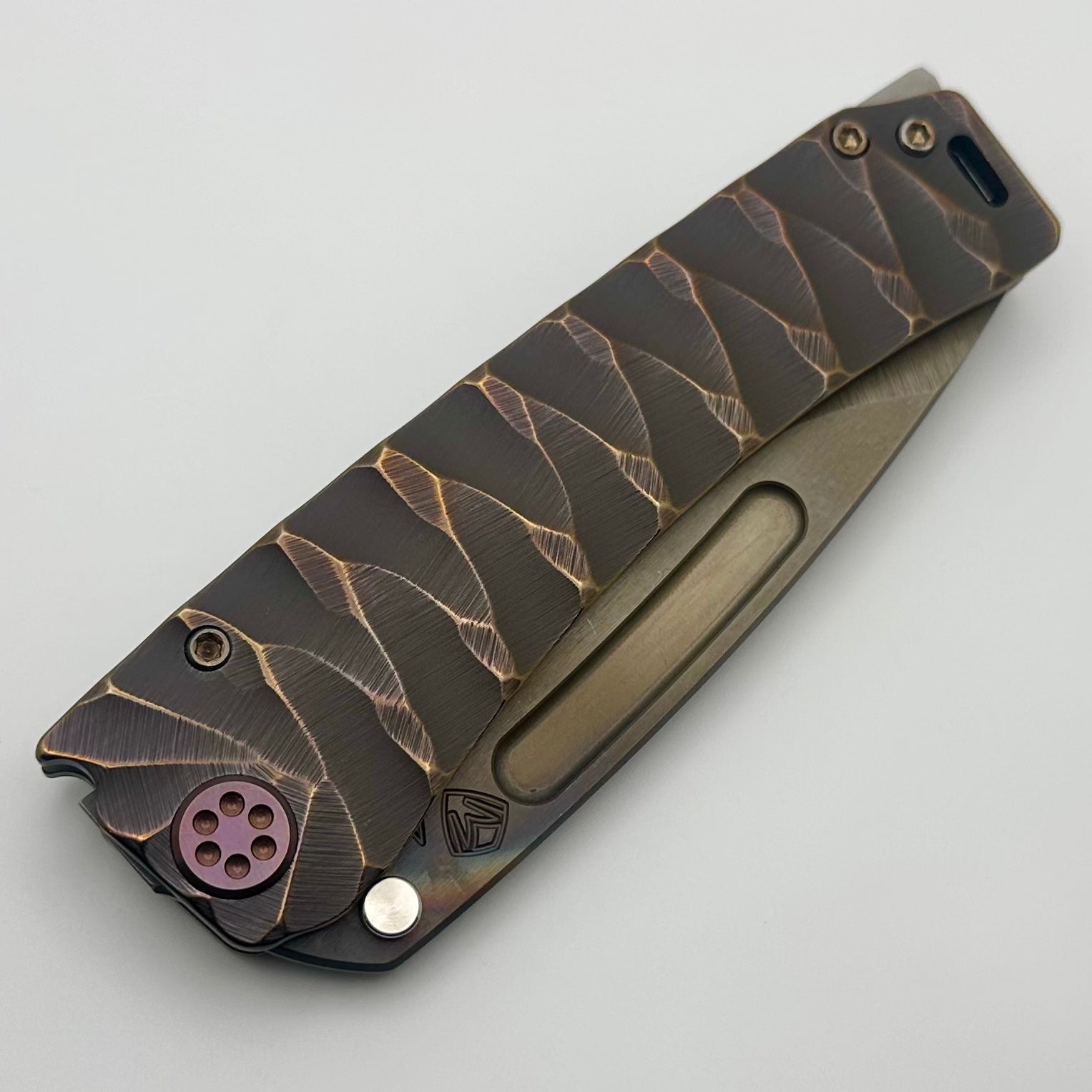 Medford Marauder H Copper Rose Twisted Predator w/ Copper Rose Hardware & Vulcan S45VN Drop Point