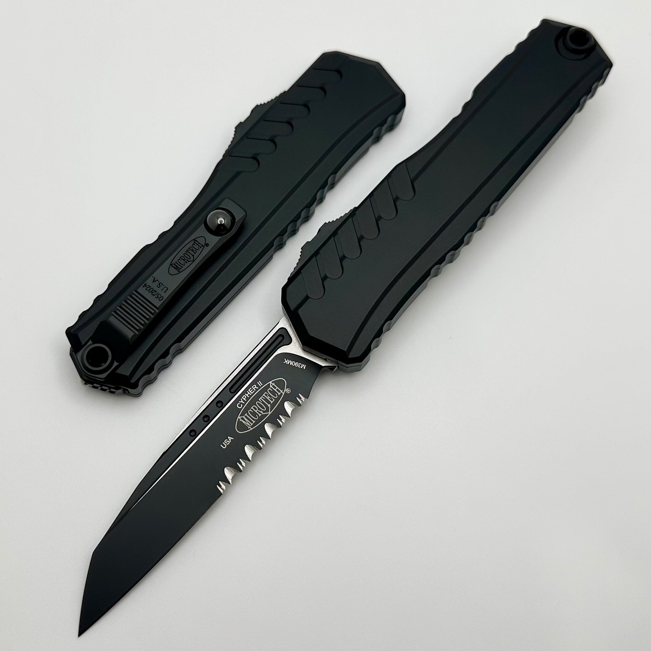 Microtech Cypher II Black Tactical Partial Serrated S/E 1241-2T