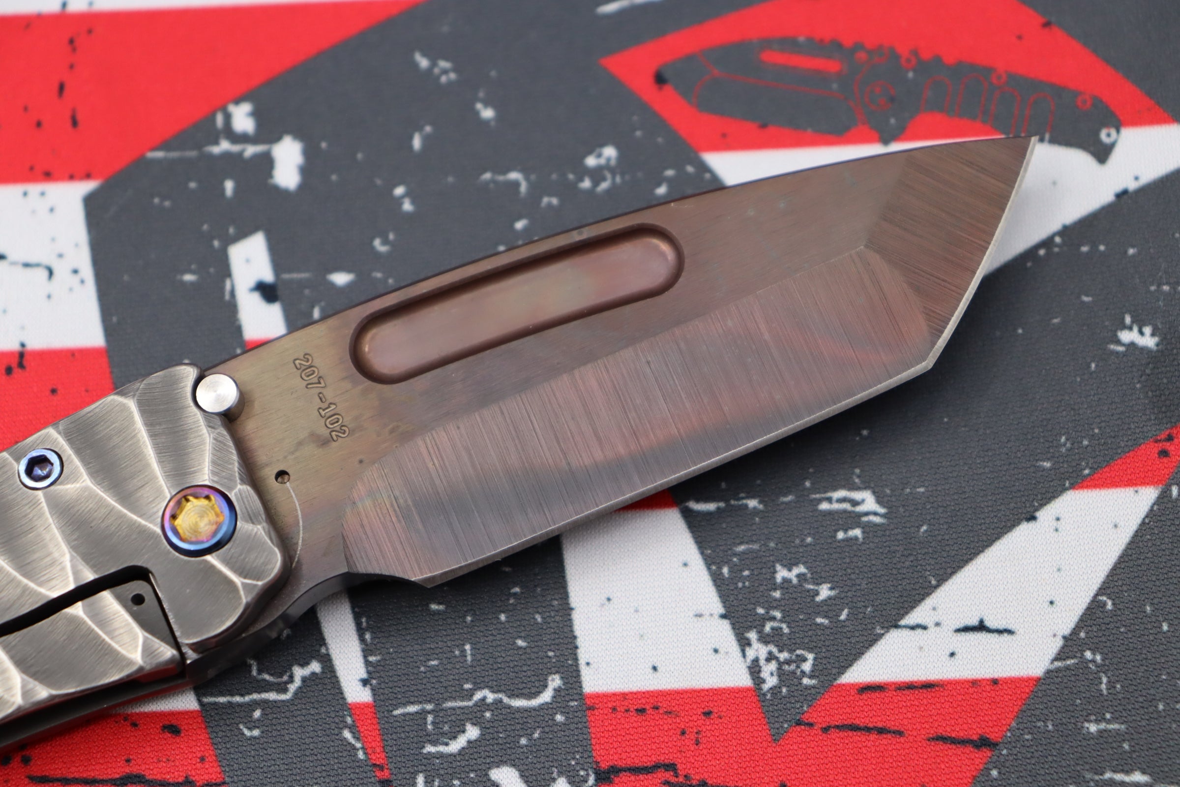 Medford Midi Marauder Vulcan S35 Tanto & Bead Blast/Brushed Silver Predator Sculpted Handles w/ Flamed Hardware/Clip