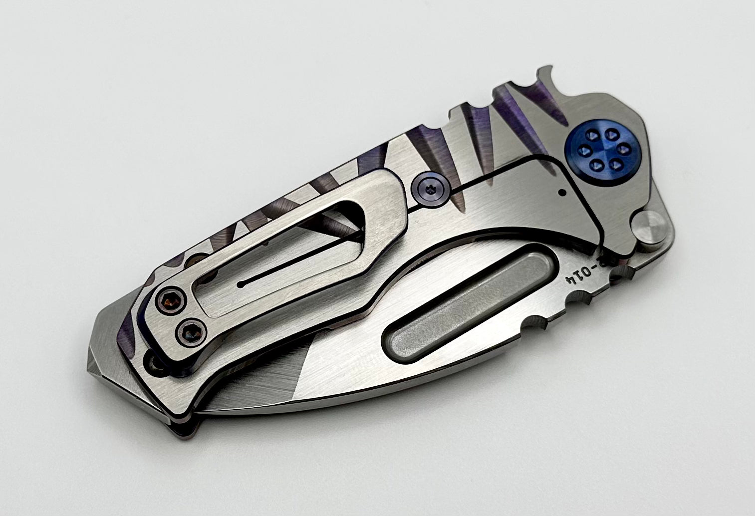 Medford Micro Praetorian T w/ S45 Tumbled Tanto & Violet Show Lights Faced Handles w/ Violet Hardware