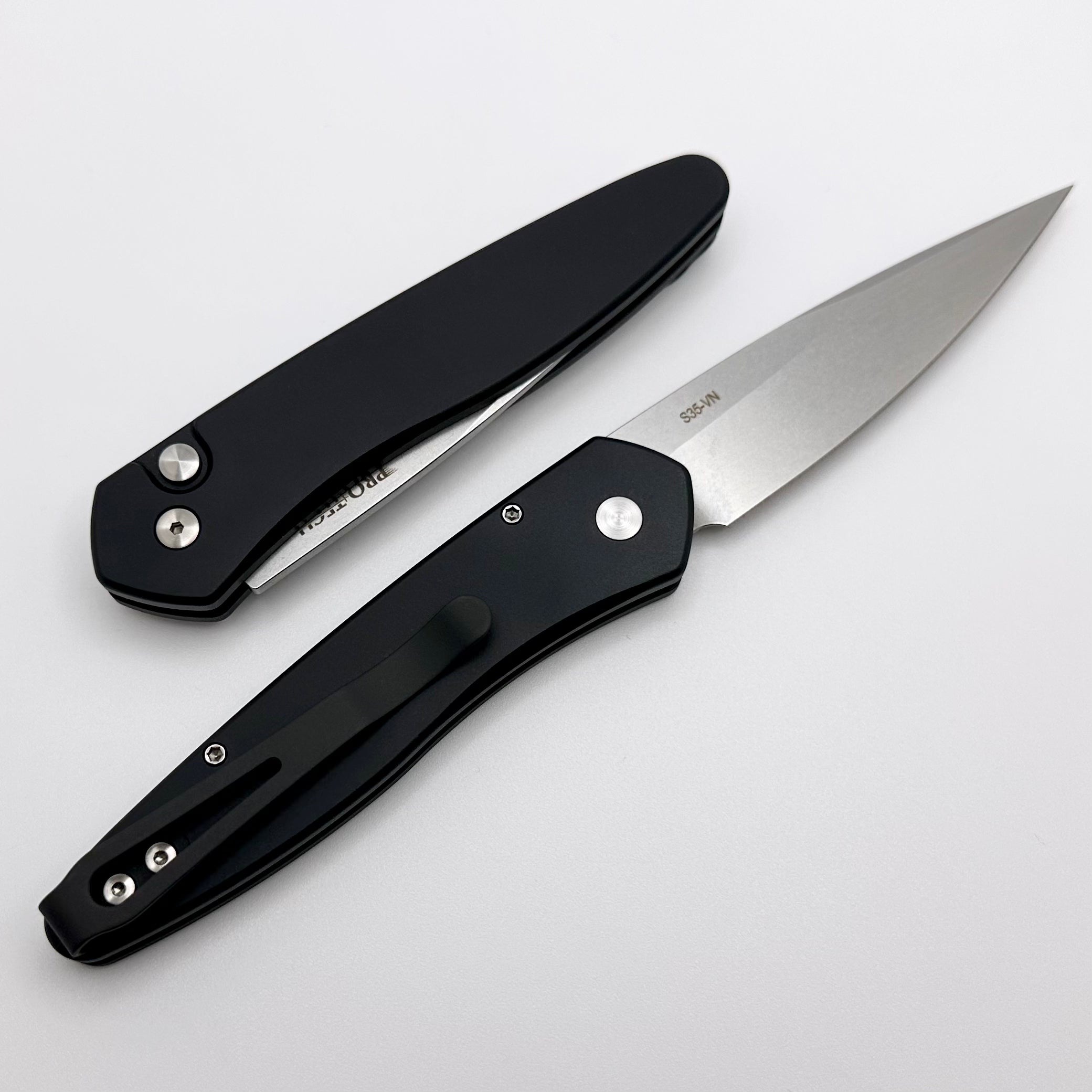 Pro-Tech Newport Black Handle & Stonewash S35VN 3405