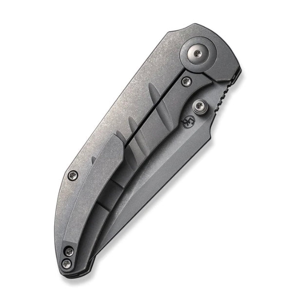 We Knife Stonewash Riff-Raff Milled Titanium Handles w/ CPM-20CV WE22020B-3