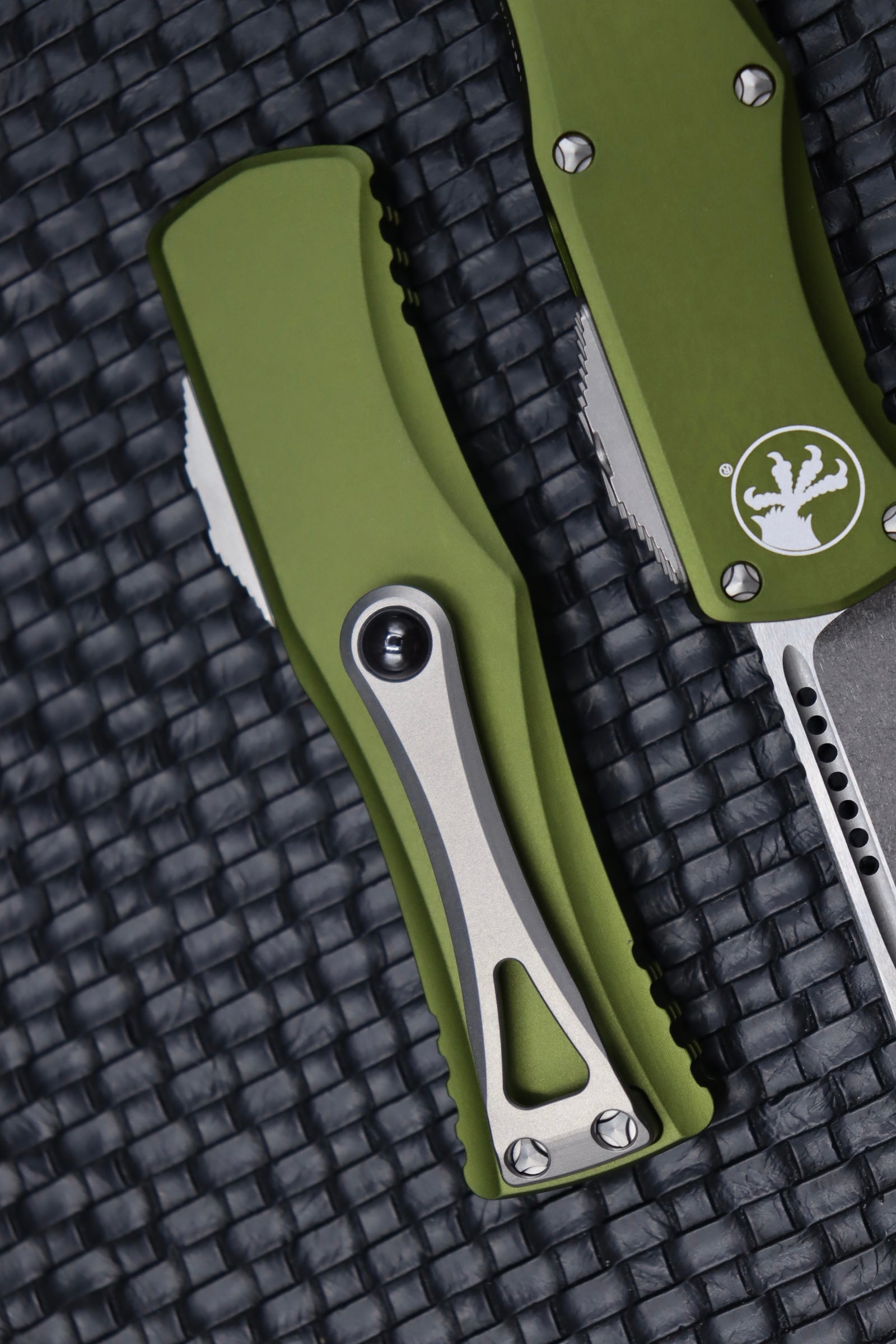 Microtech Hera Single Edge Stonewash Standard & OD Green 703-10OD