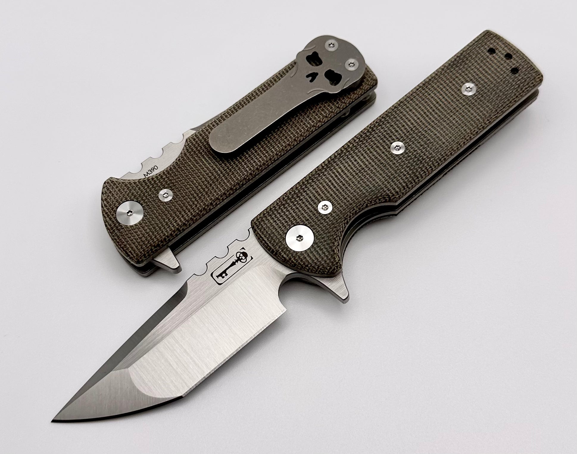 Chaves Knives T.A.K Ambidextrous Knife TAK Tanto Green Micarta