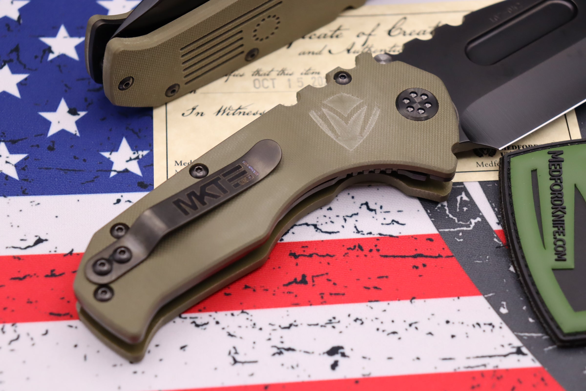 Medford Scout Praetorian OD Green G10 & PVD D2 Tanto