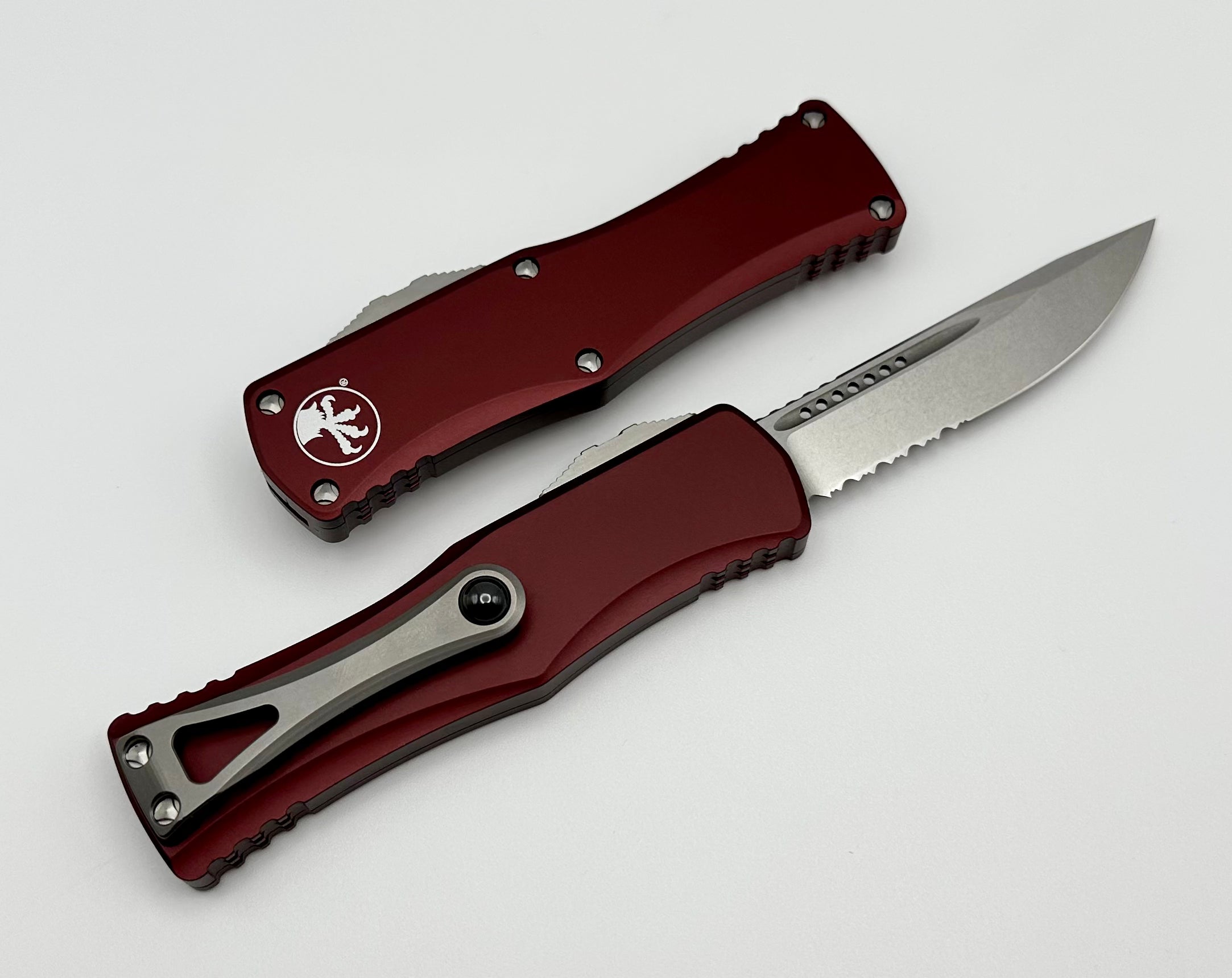 Microtech Hera Single Edge Stonewash Partial Serrated & Merlot 703-11MR