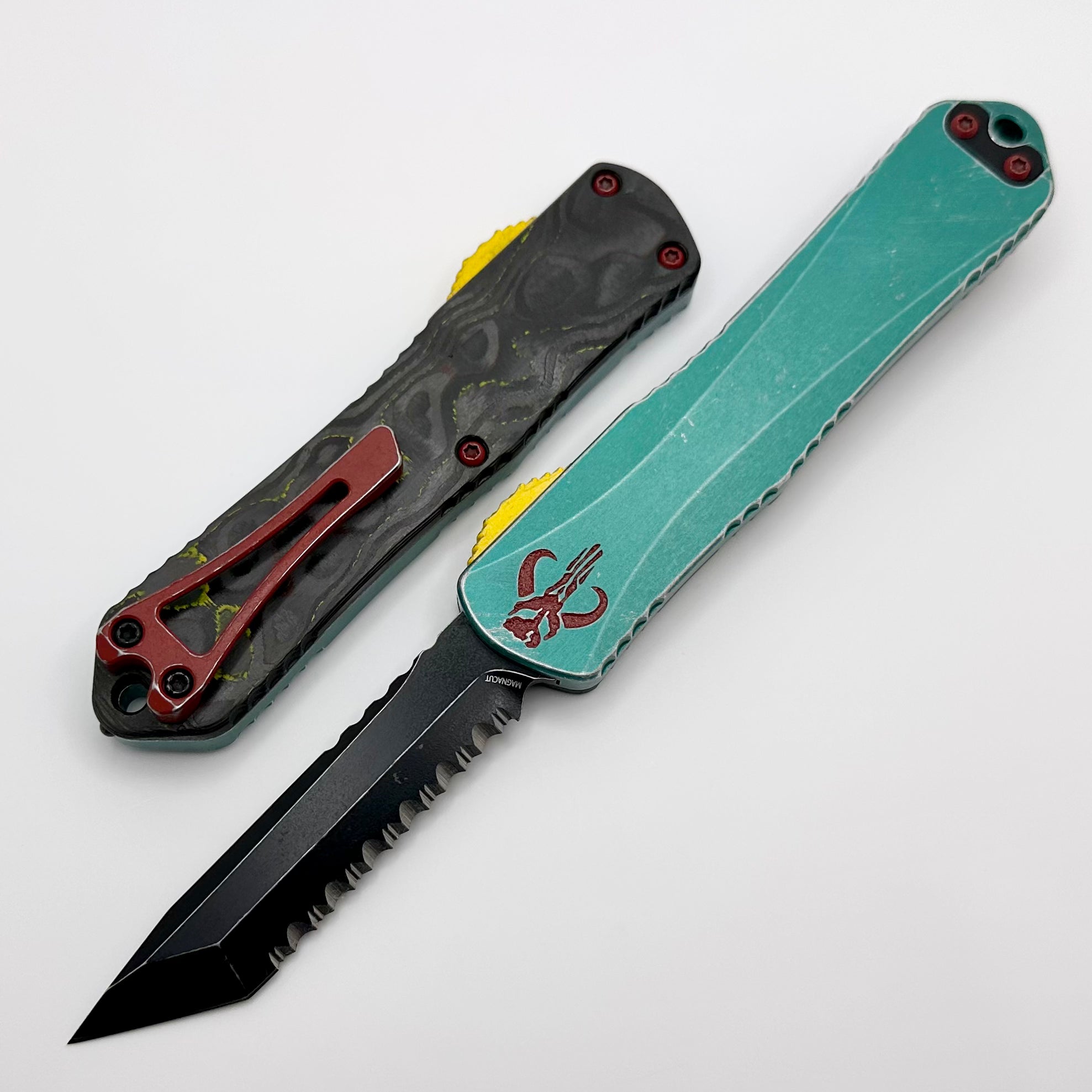 Heretic Knives Manticore E Bounty Hunter w/ Tanto Battle Black Full Serrated MagnaCut H027-8C-BOUNTY