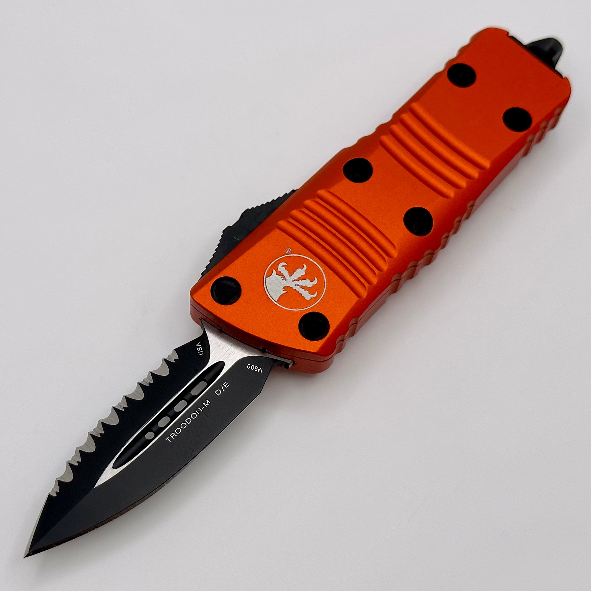 Microtech Mini Troodon Double Edge Full Serrated & Orange 238-3OR