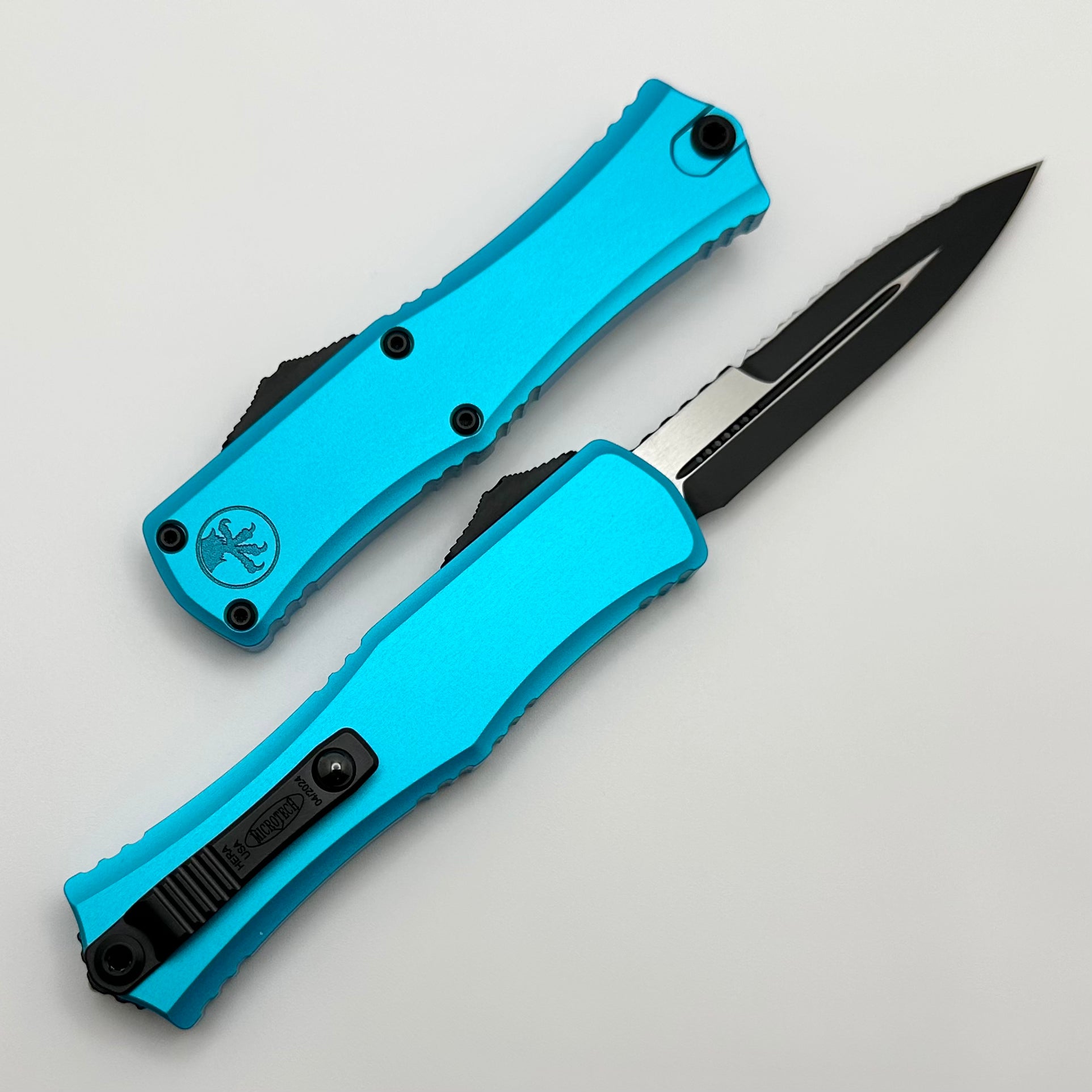 Microtech Knives Mini Hera Turquoise w/ Full Serrated Bayonet M390MK 1701M-3TQ