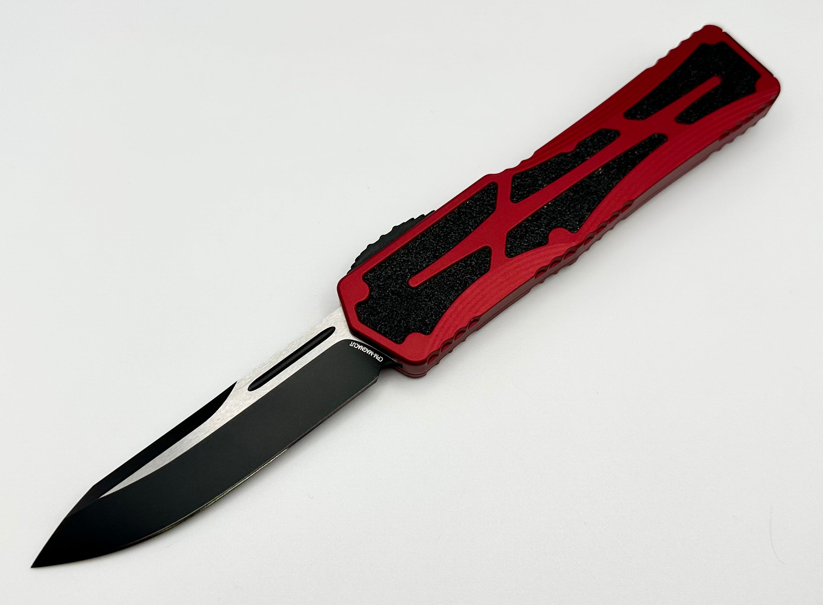 Heretic Knives Colossus Single Edge Two Tone Black Magnacut & Red Handle H039-10A-RED