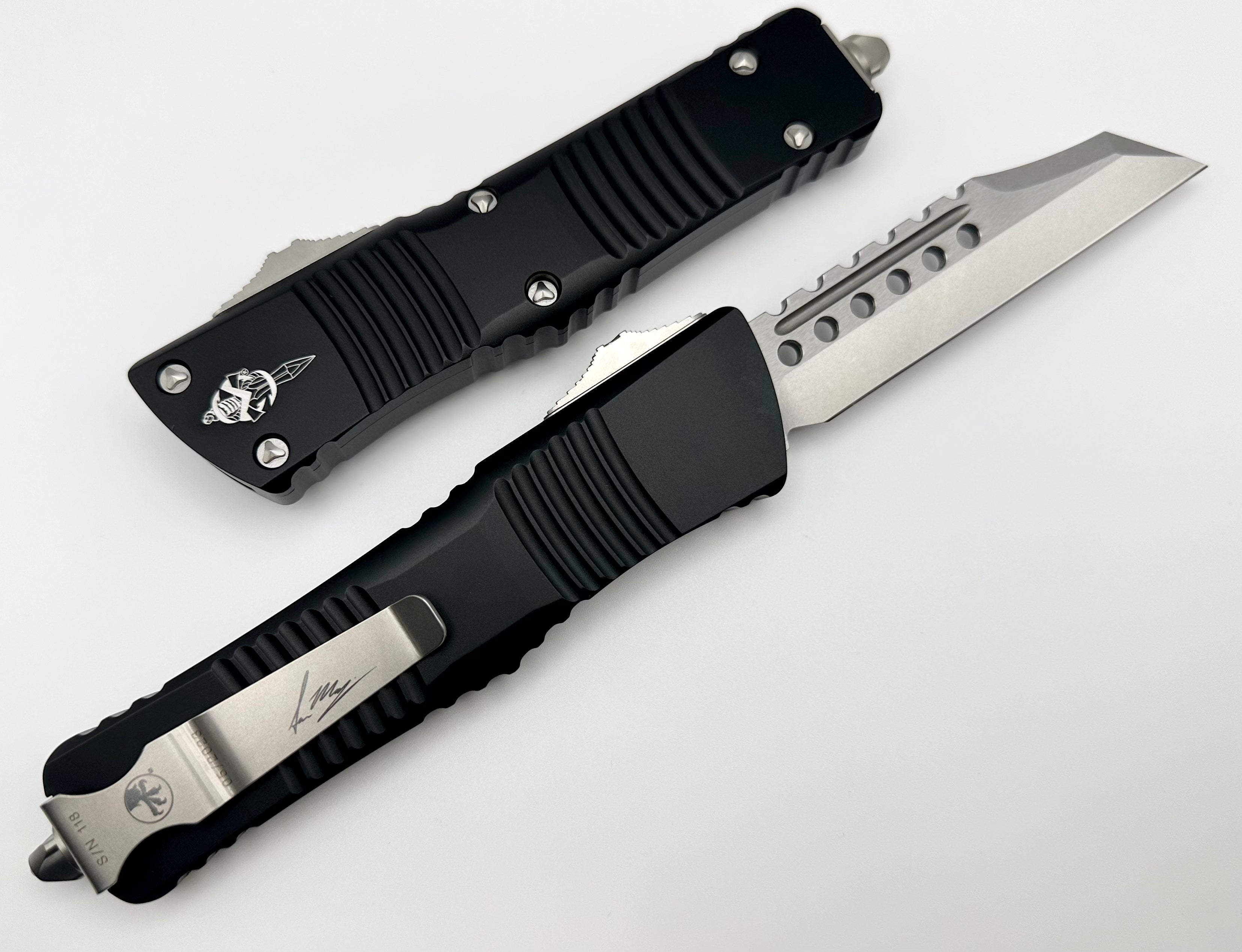 Microtech Combat Troodon Warhound Stonewash Standard & Black Signature Series 219W-10S