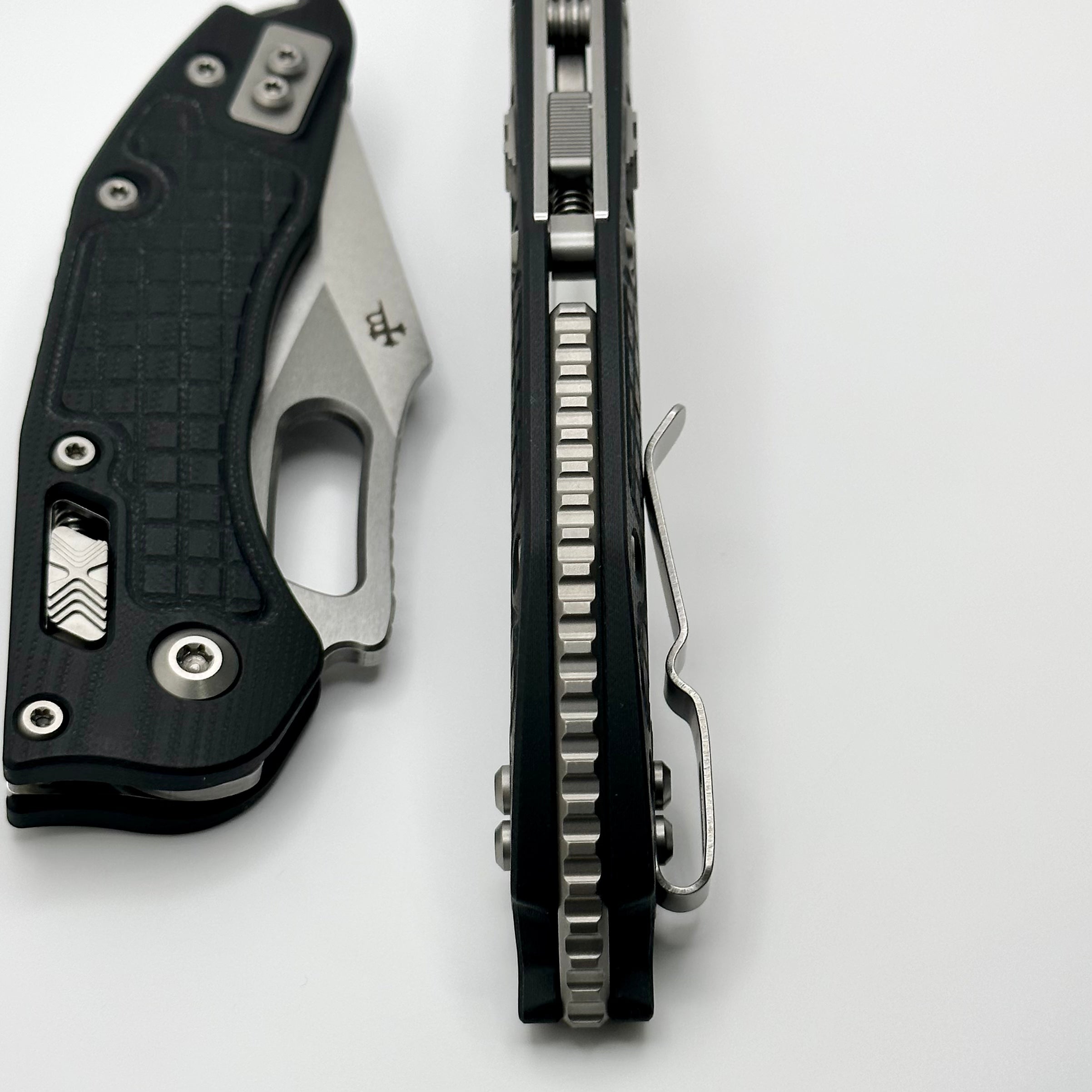 Microtech Knives Manual Stitch RAM LOK Frag Black G-10 & Partial Serrated M390MK 169RL-11FRGTBK