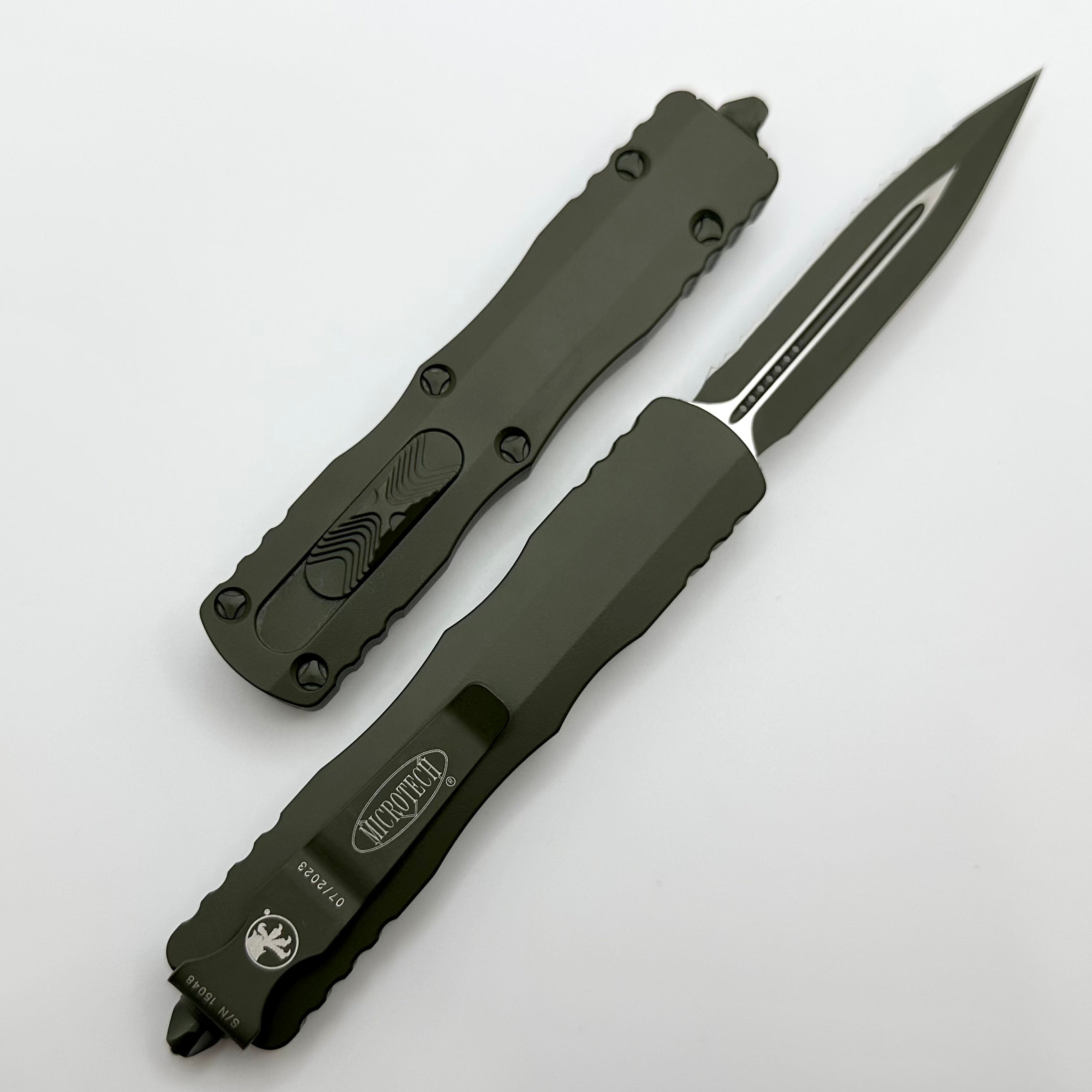 Microtech Dirac Cerakote OD Green Double Edge Full Serrated 225-3COD