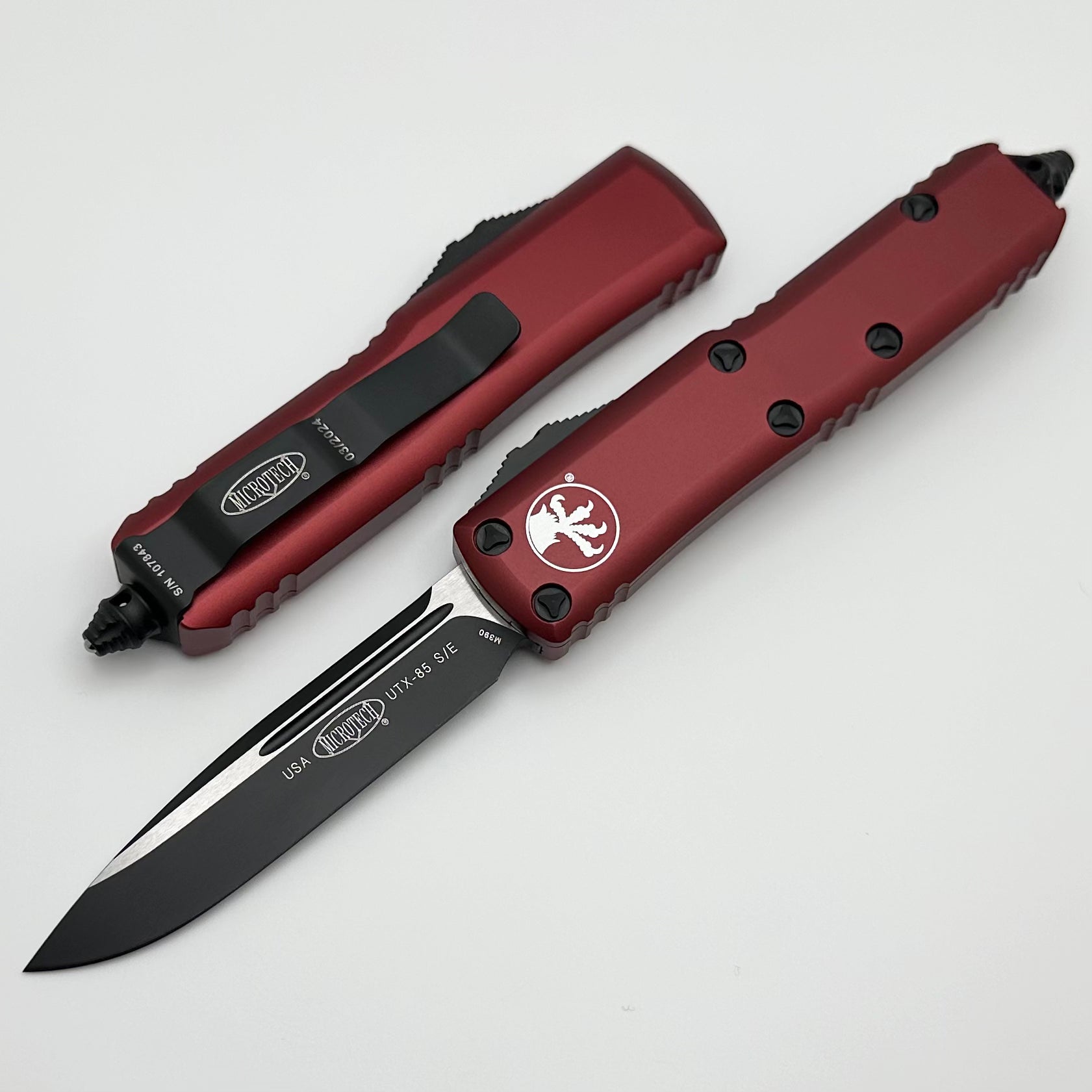 Microtech UTX-85 Single Edge Black Standard & Merlot 231-1MR