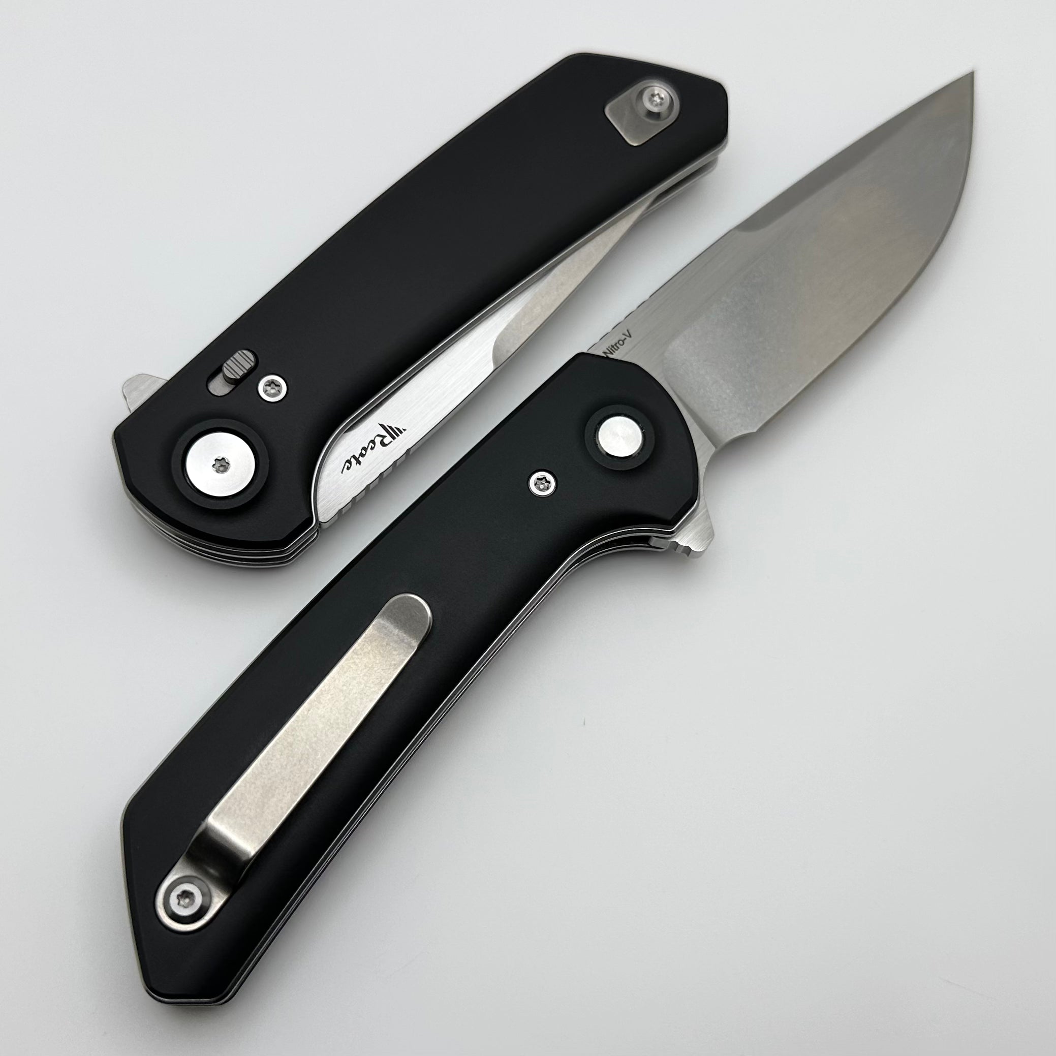 Reate Knives PL-XF Black Aluminum Handles & Stonewash/Satin Nitro-V