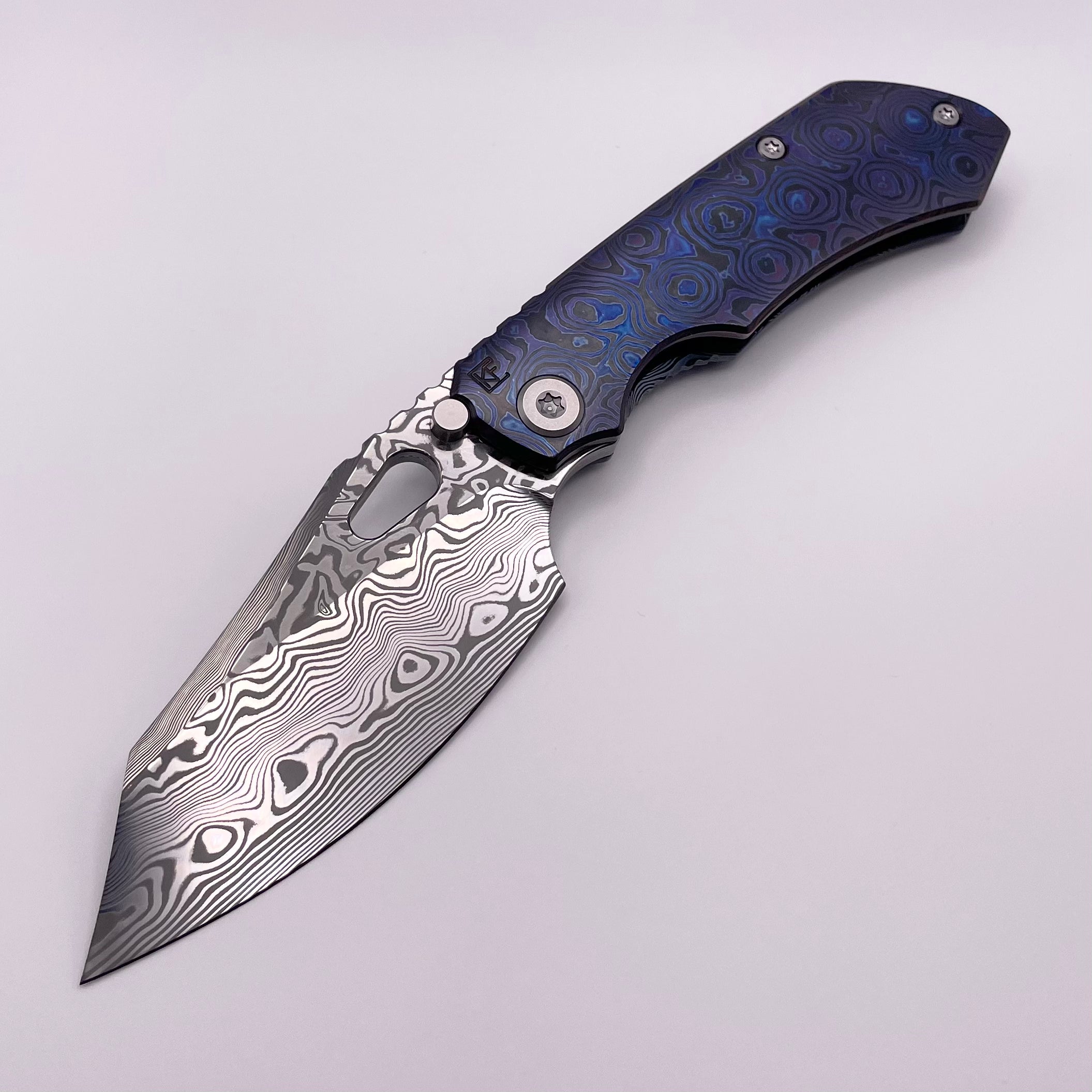 BLEMISH Custom Knife Factory Rotten Design Evo 4.0 Zircuti Handles & Damasteel