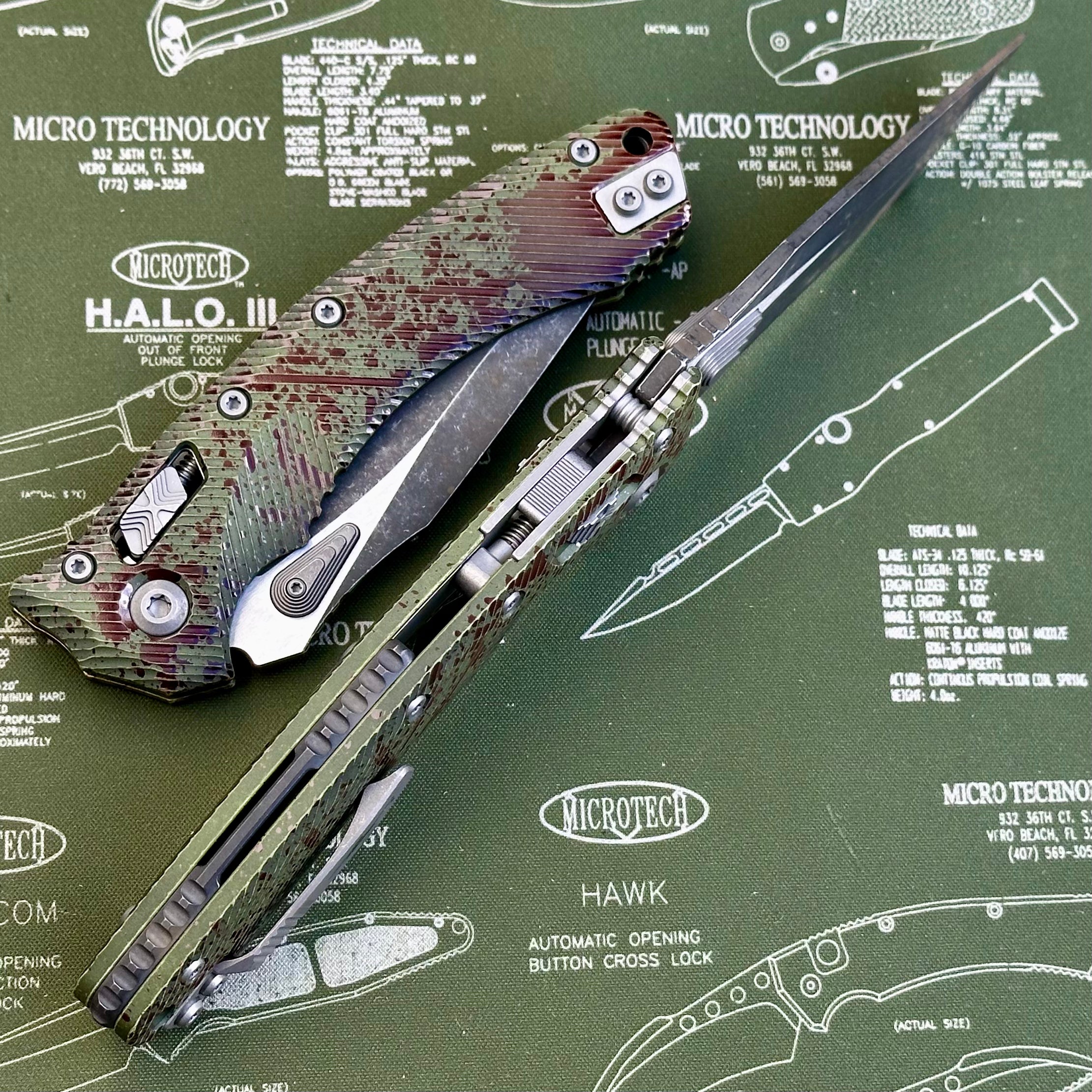 Microtech Amphibian RAM LOK Outbreak Fluted Aluminum w/ M390MK 137RL-1FLOBS