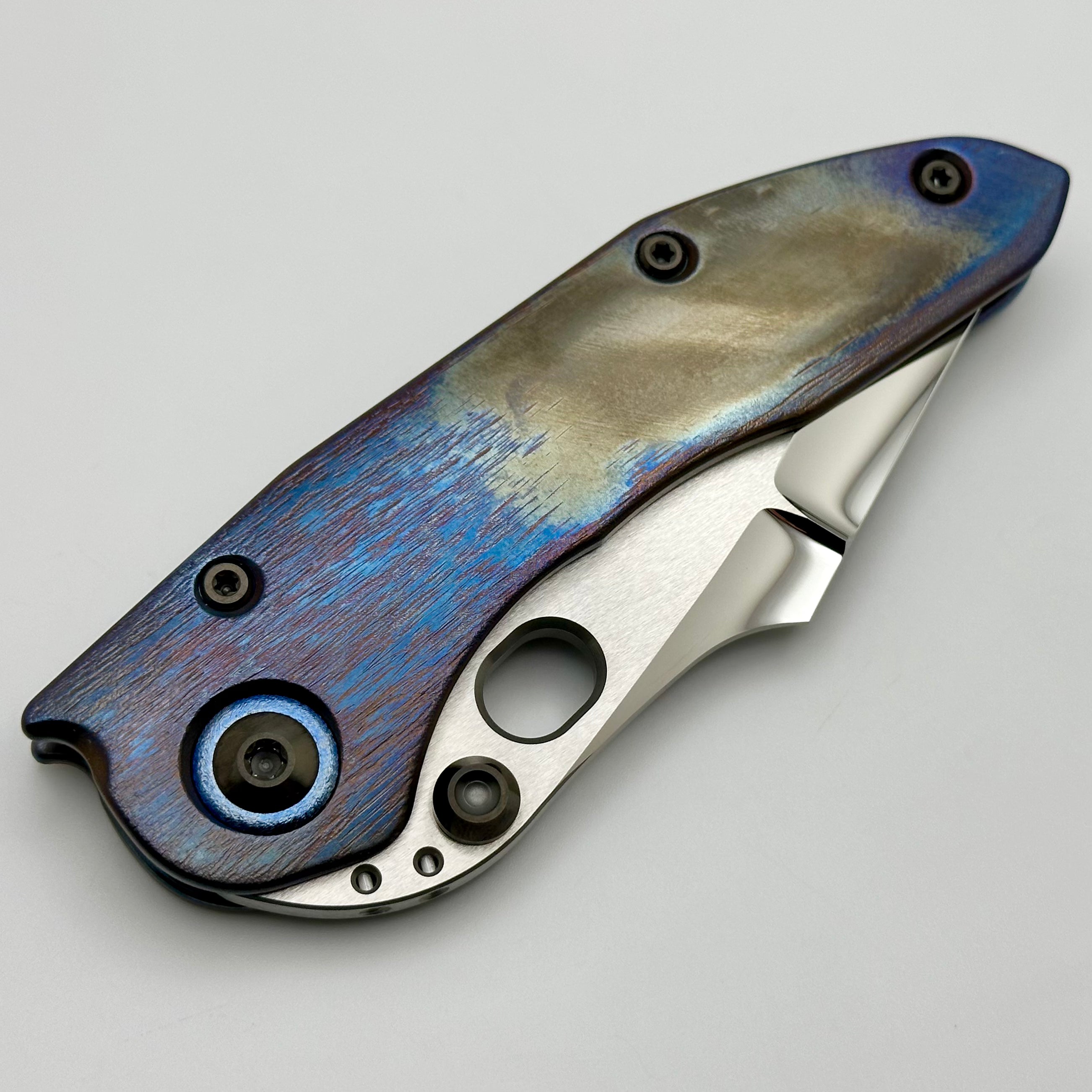 Marfione Custom Knives & Borka Blades Stitch Cosmic w/ Tritium Inlaid Double Star Ground Mirror Polish