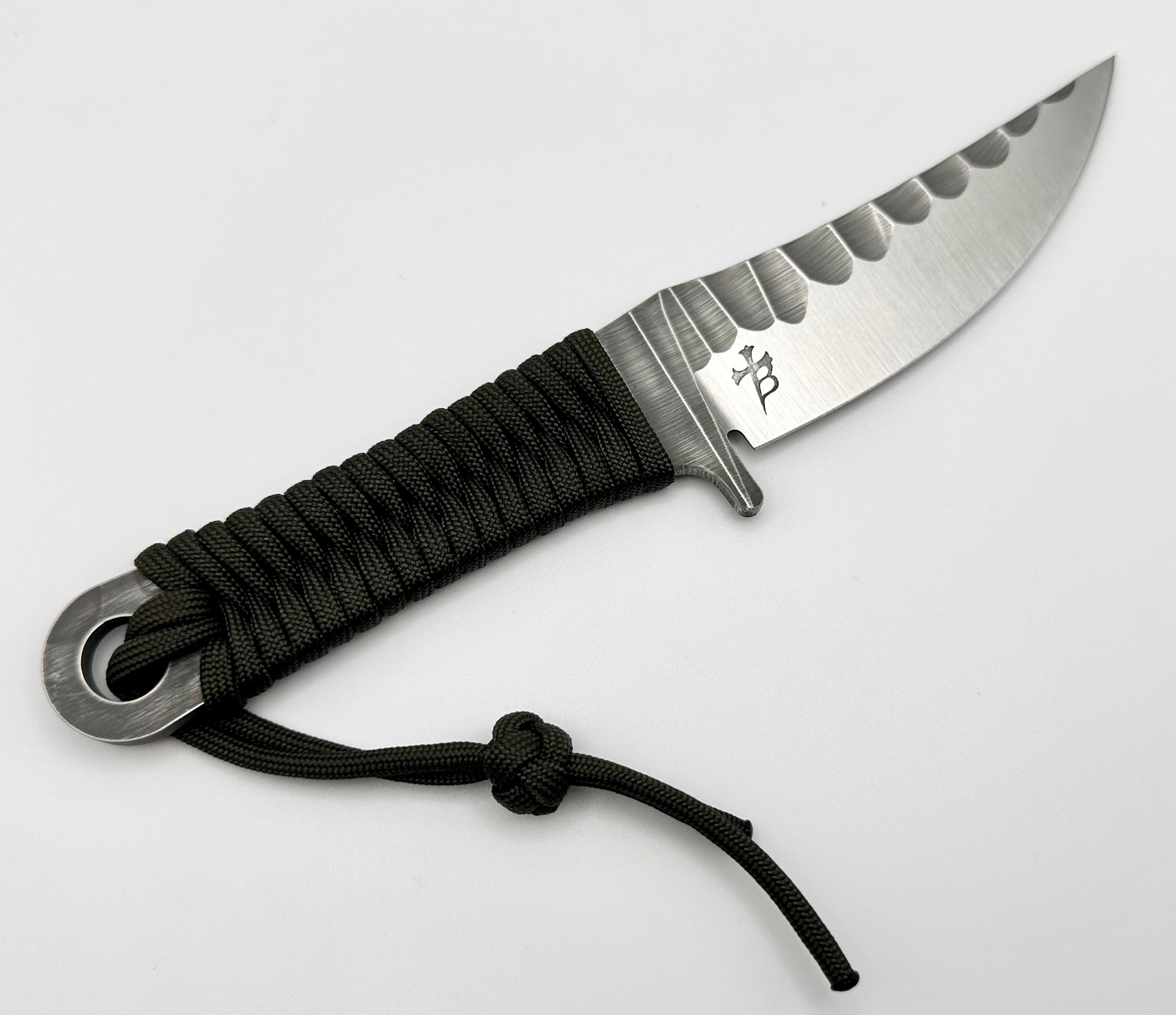 Borka Blades SBK-L M390 Rock Ground Fixed Blade & Chattanooga Leather Sheath w/ OD Green Paracord Wrap