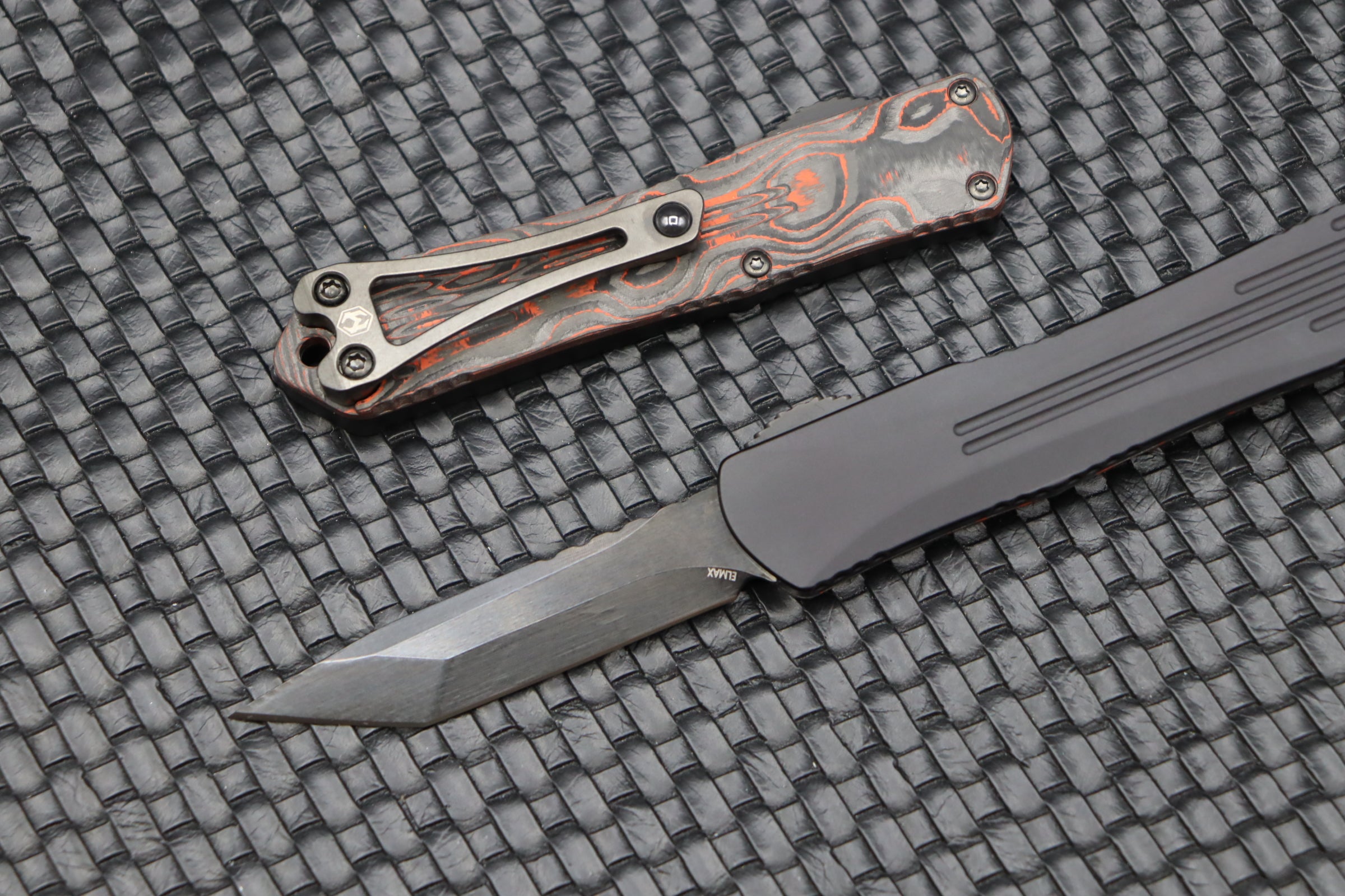 Heretic Knives Manticore S Tanto Black & Orange Camo Carbon