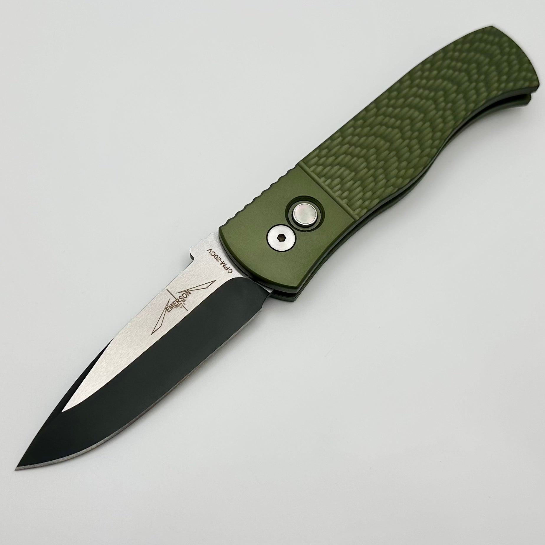 Pro-Tech Emerson CQC7 Auto Spearpoint w/ Jigged Green Handle & 2-Tone 20CV Blade Show Atlanta 2024