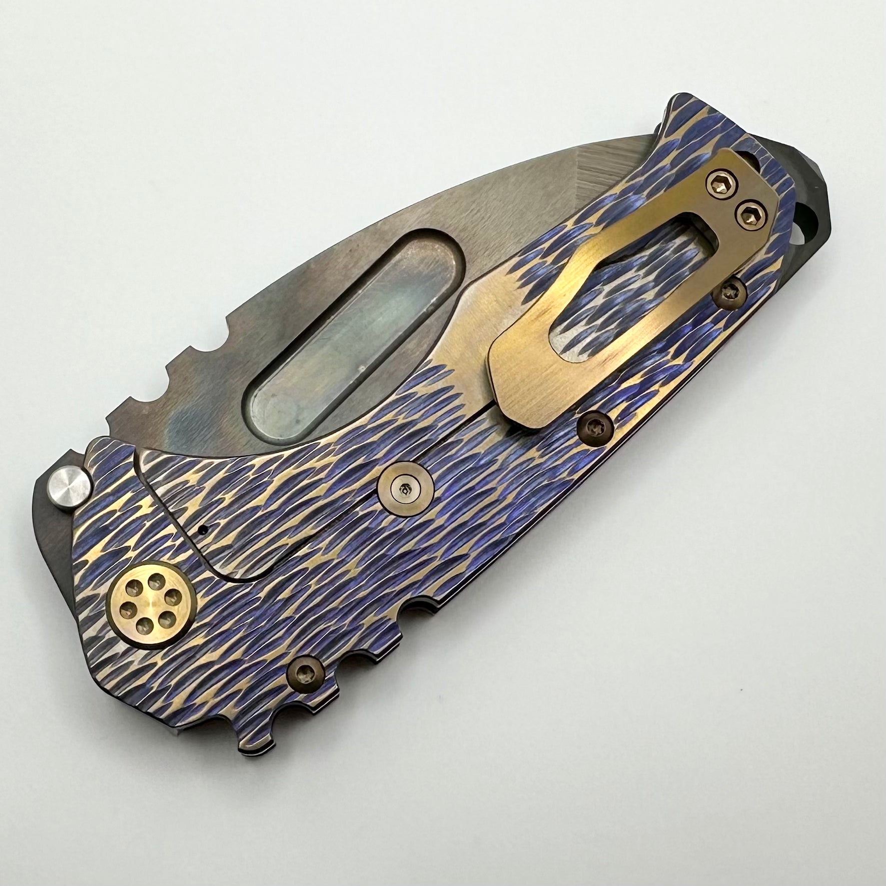 Medford Knife Praetorian T Violet/Bronze Dragon Skin Sculpted Handles w/ Bronze Hardware & S45VN Vulcan Tanto