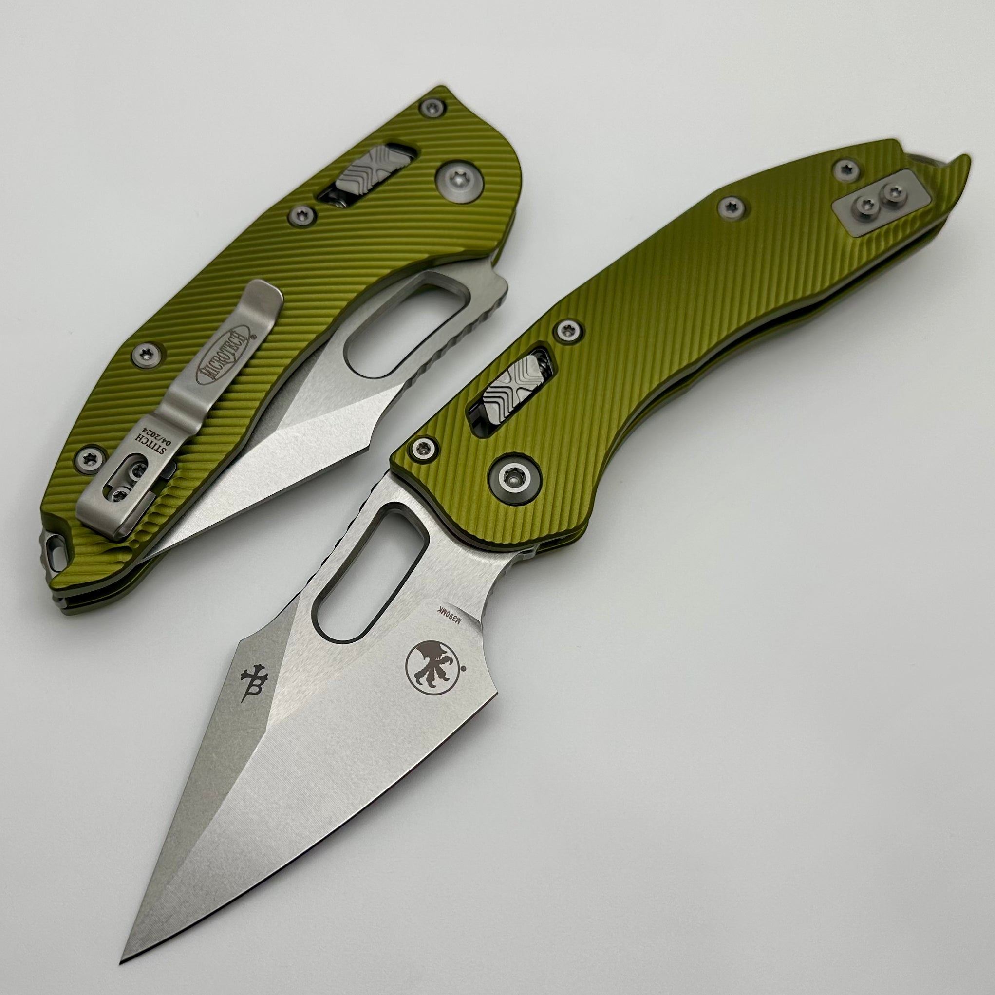 Microtech Knives Manual Stitch RAM LOK Fluted OD Green Aluminum Stonewash Standard & M390MK 169RL-10FLOD