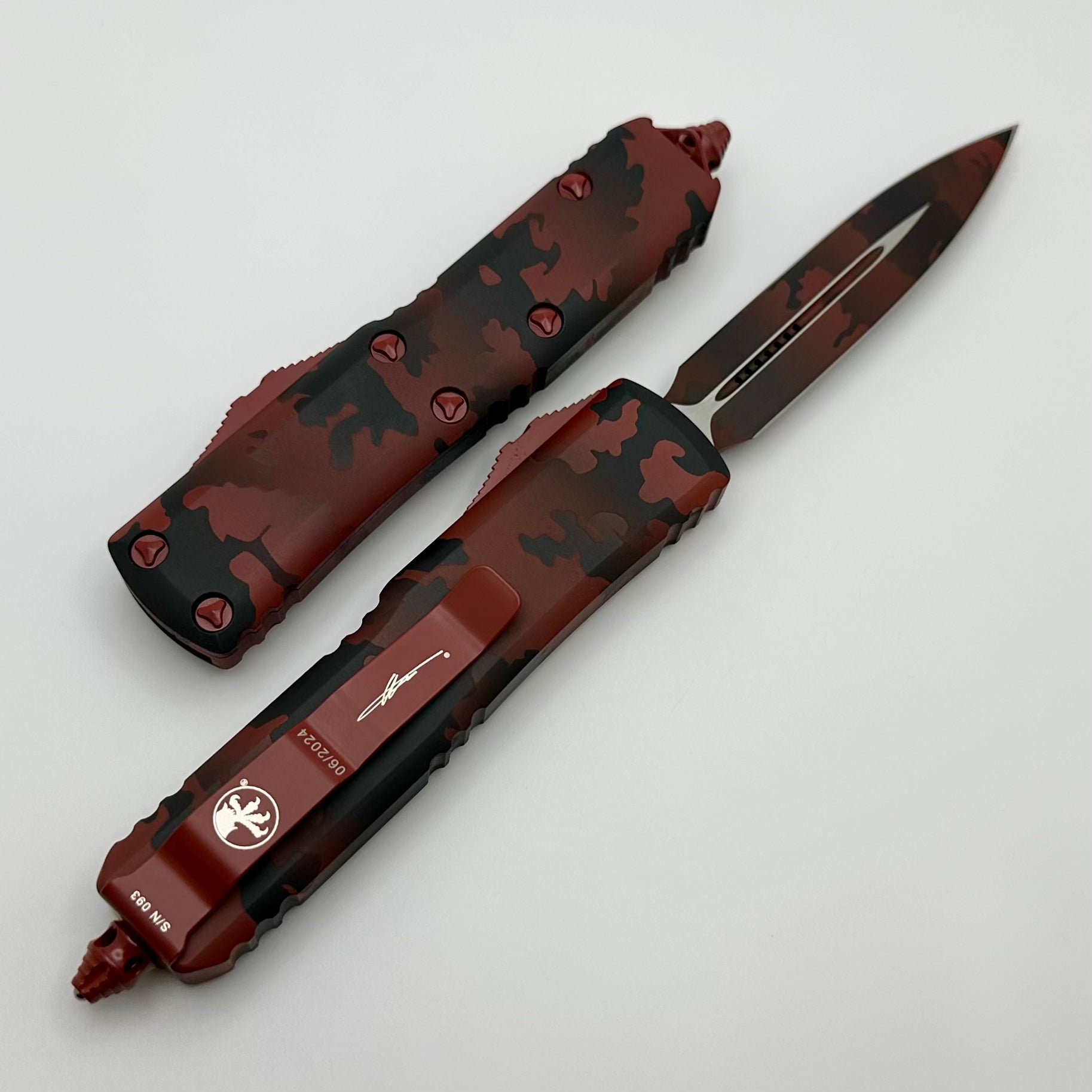 Microtech UTX-85 Double Edge Red Camo Signature Series 232-1RCS