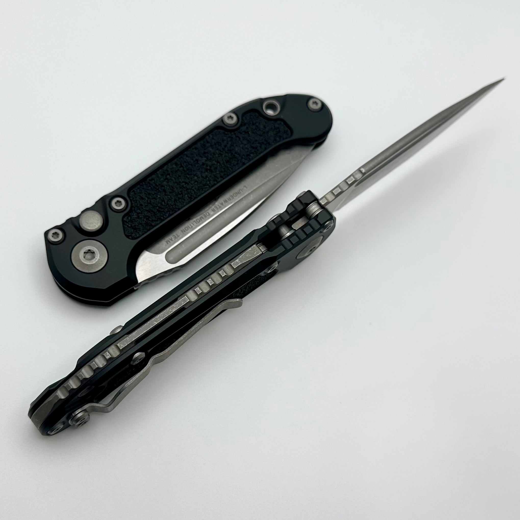 Microtech Knives LUDT Gen III Apocalyptic Partial Serrated Drop Point w/ Black Handle 1135-11AP