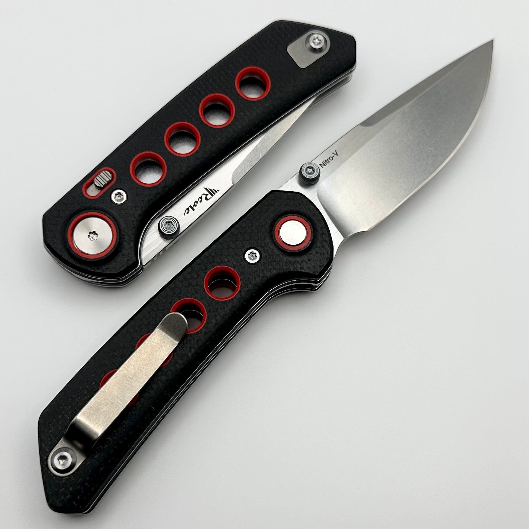 Reate Knives PL-XT Black Micarta w/ Red G-10 Inlays & Stonewash Nitro-V