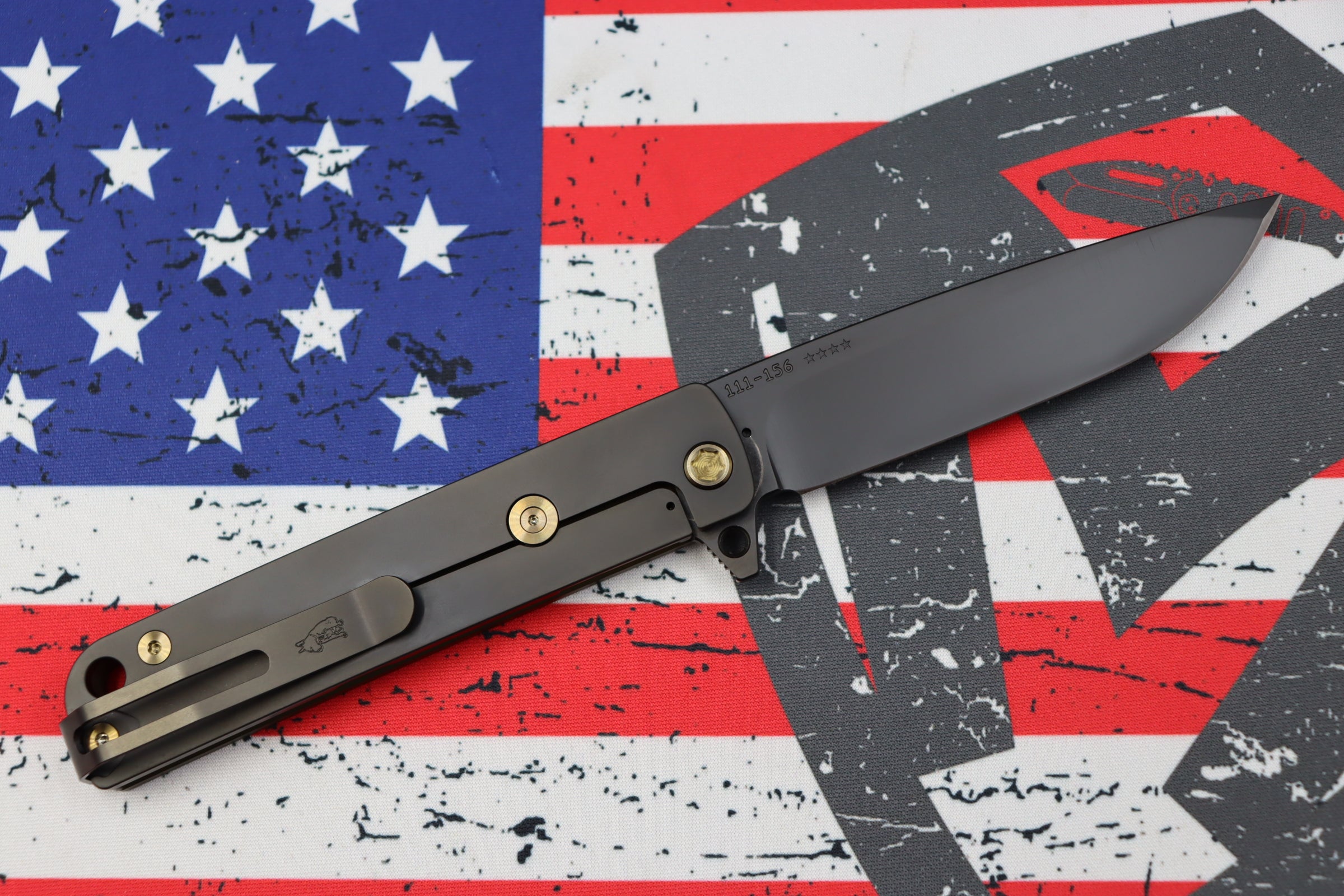 Medford M-48 Mustard Green Aluminum Handle w/ PVD Spring & Bronze Hardware w/ PVD Clip & PVD S35VN