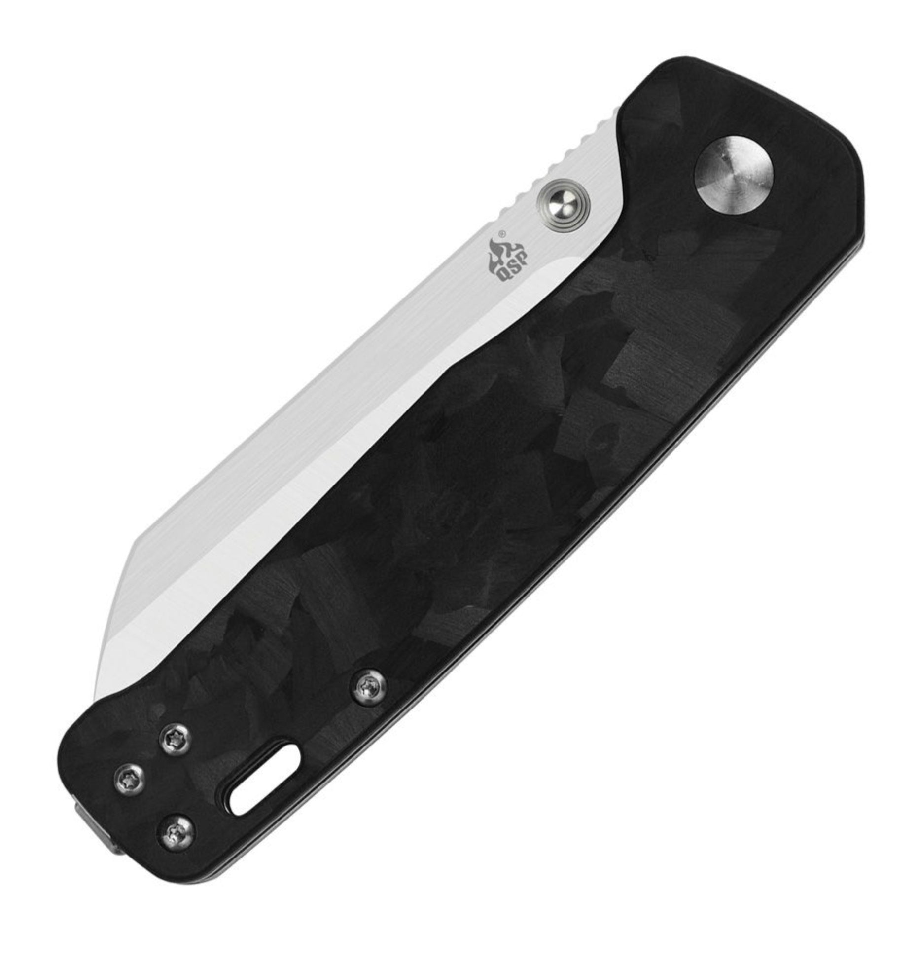 QSP Penguin Black G-10 w/ Shredded Carbon Fiber Overlay & Satin D2 QS130-T