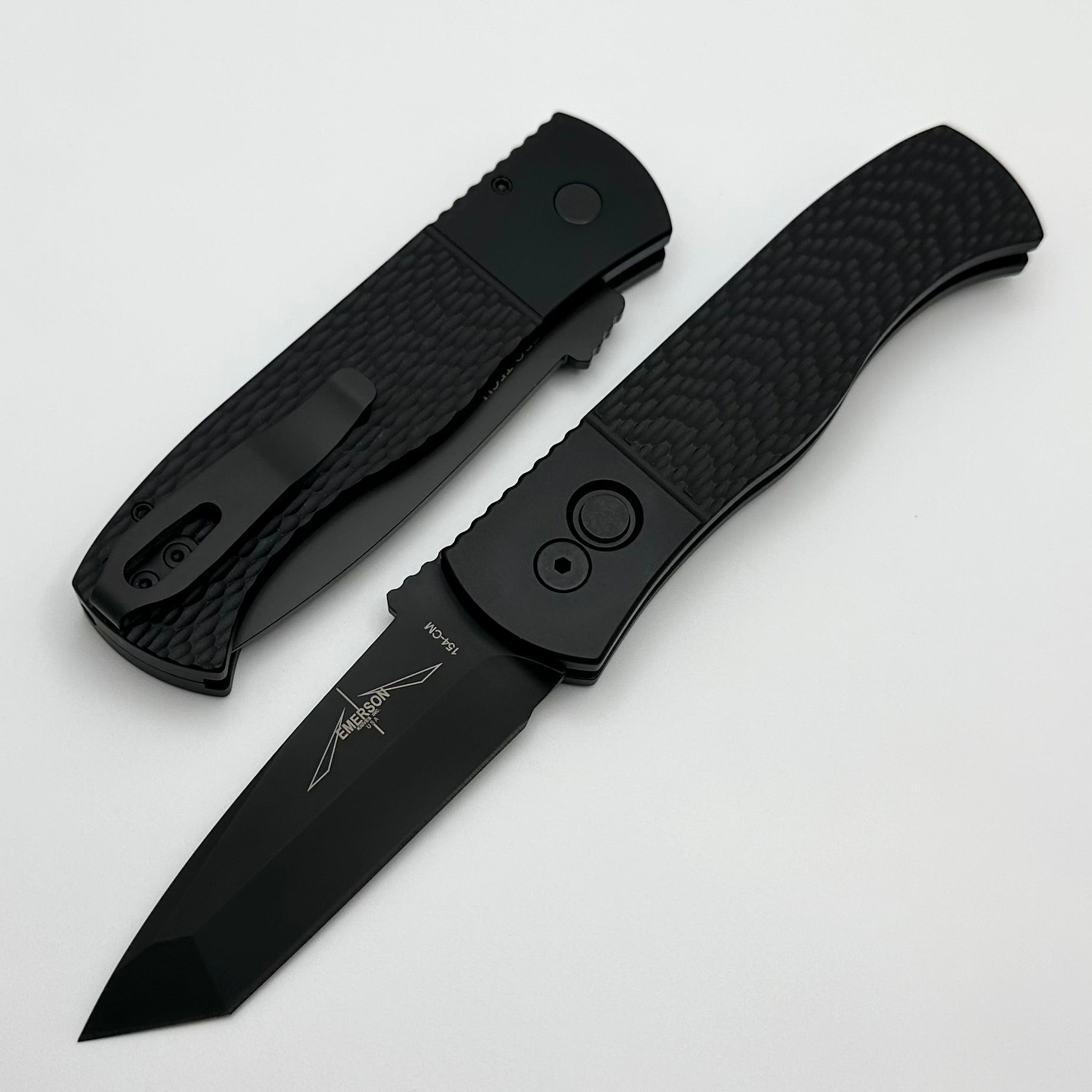 Pro-Tech Emerson CQC7 Auto Textured Black Handle w/ DLC Tanto 154CM E7T06