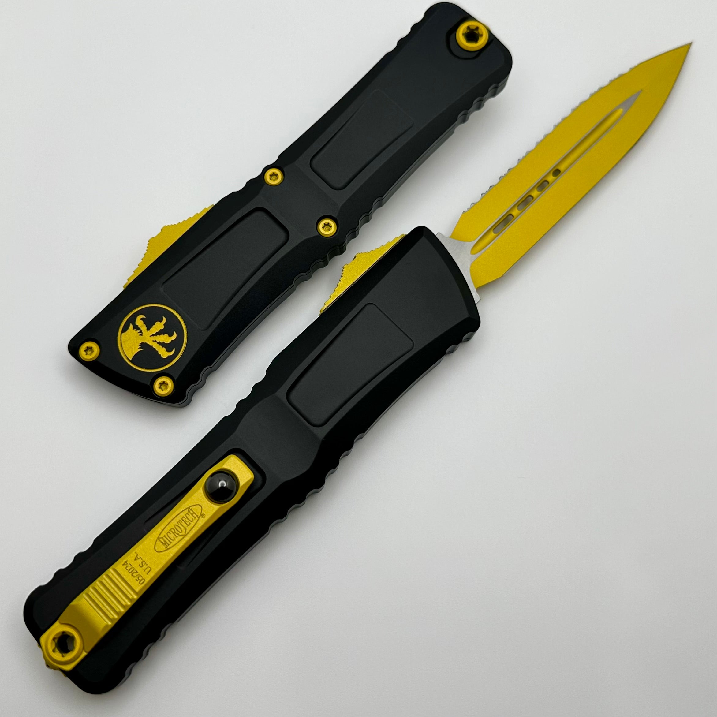 Microtech Knives Combat Troodon Gen III Black D/E F/S w/ Yellow Accents 1142-3YWSK